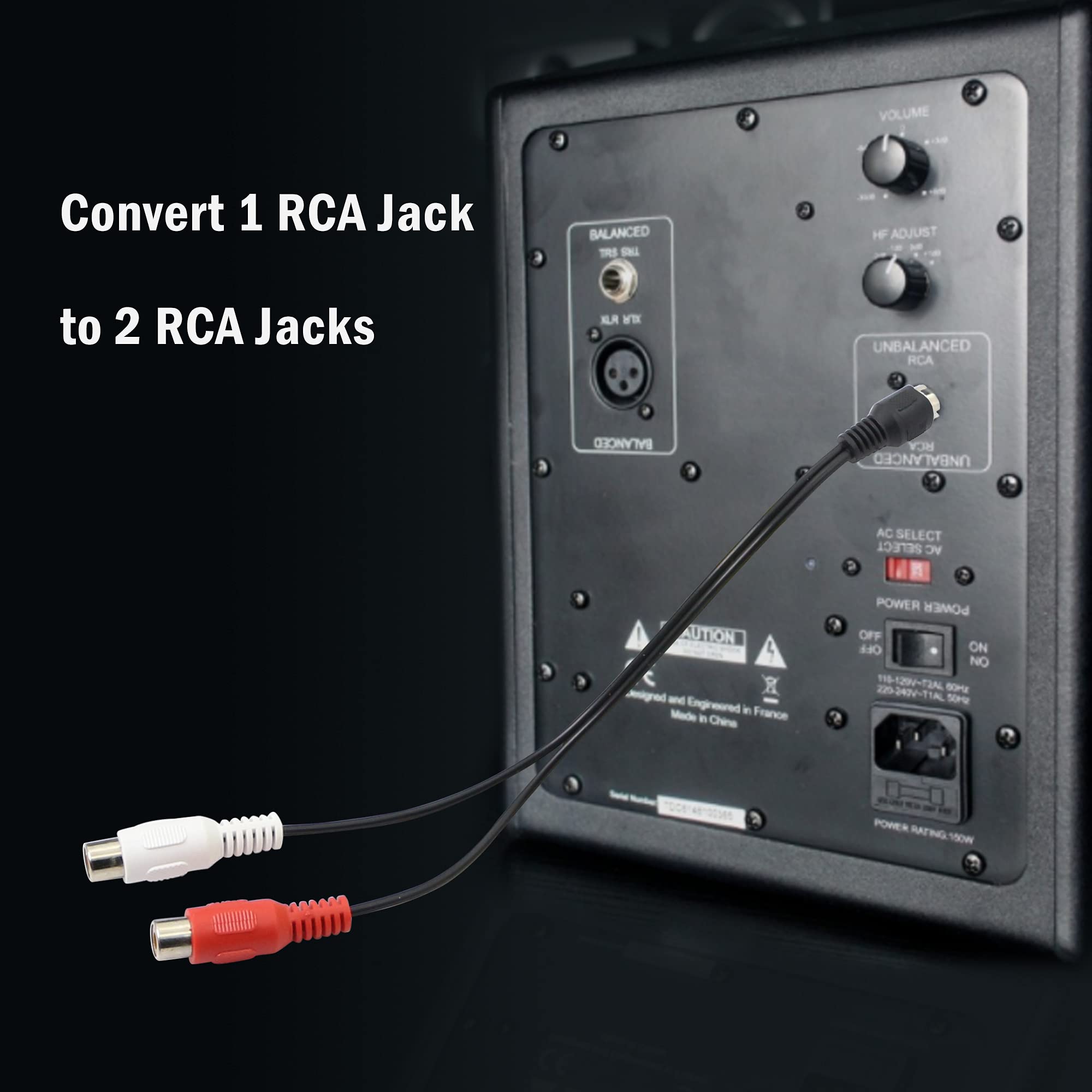RCA Female to 2RCA Male Y Splitter Adapter RCA to 2RCA Stereo Audio Phono Cable Vitalco Gold OFC
