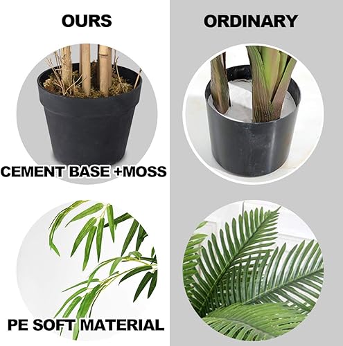 Miniatura 7 de Goplus Árbol de bambú artificial, planta de bambú sintético de 5 pies de alto, árbol falso grande con hojas y tronco natural, plantas artificiales