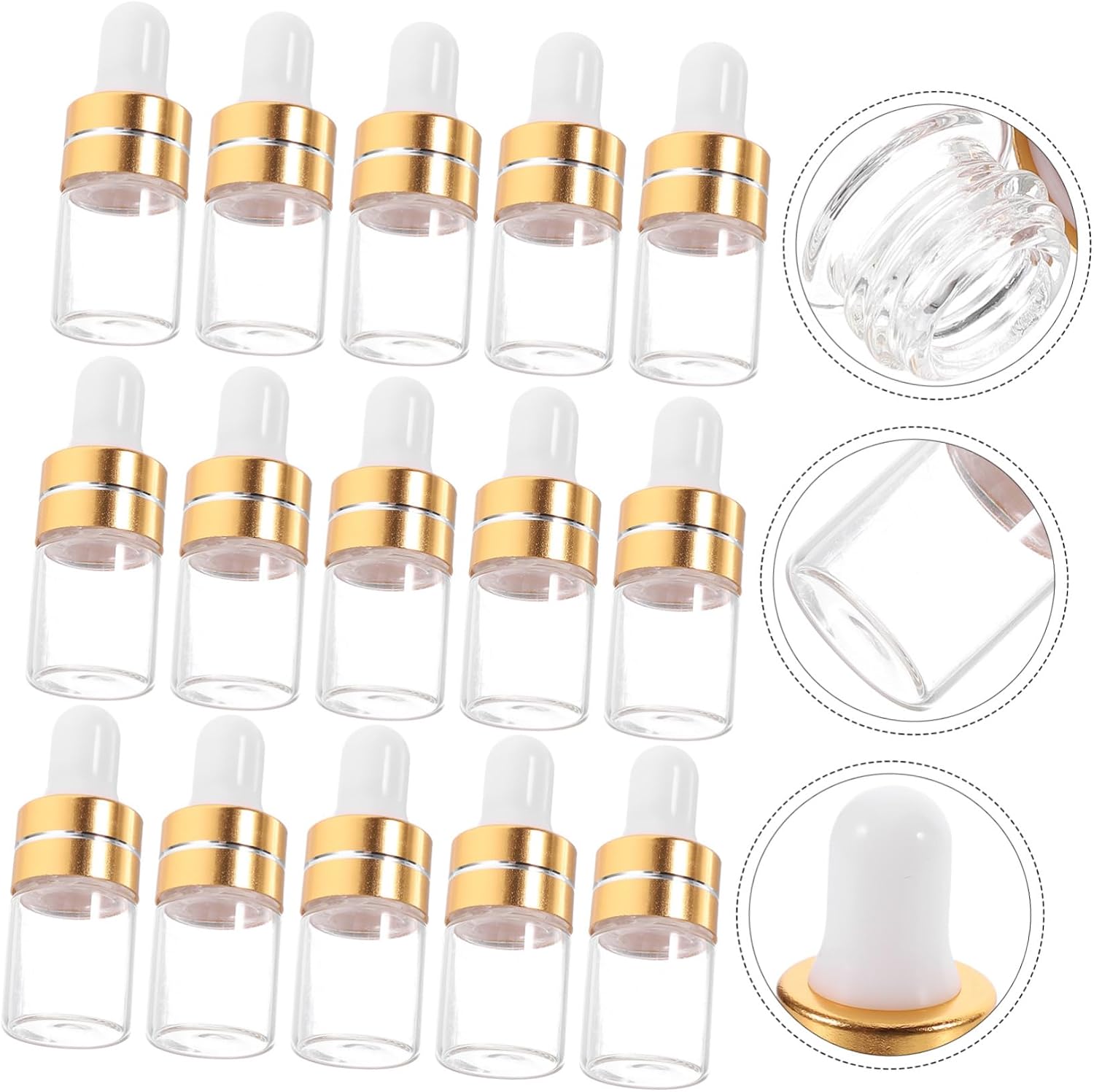 50Pcs 2ml Small Glass Dropper Bottles Refillable Essential Oil Subpackaging Bottles for Travel Precision Pour Design Suitable for DIY and Home Use