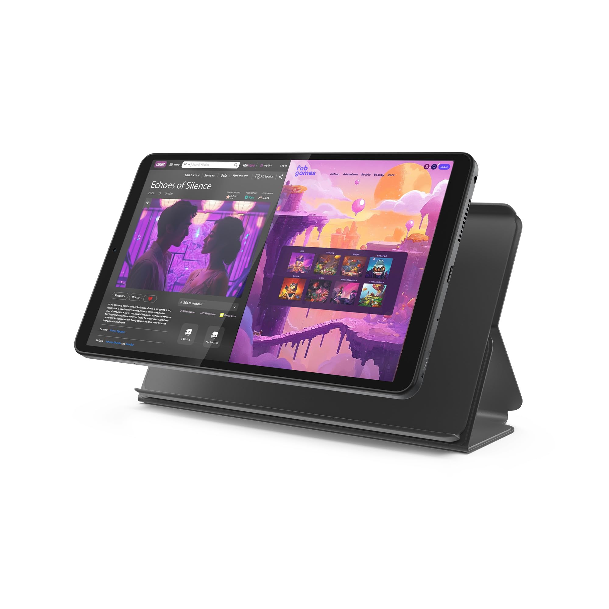 Lenovo Tab One - Tableta liviana - Hasta 12.5 horas de transmisión de YouTube - Pantalla HD de 8.7" - 4 GB de memoria - 64 GB de almacenamiento - MediaTek Helio G85 - Incluye estuche tipo folio