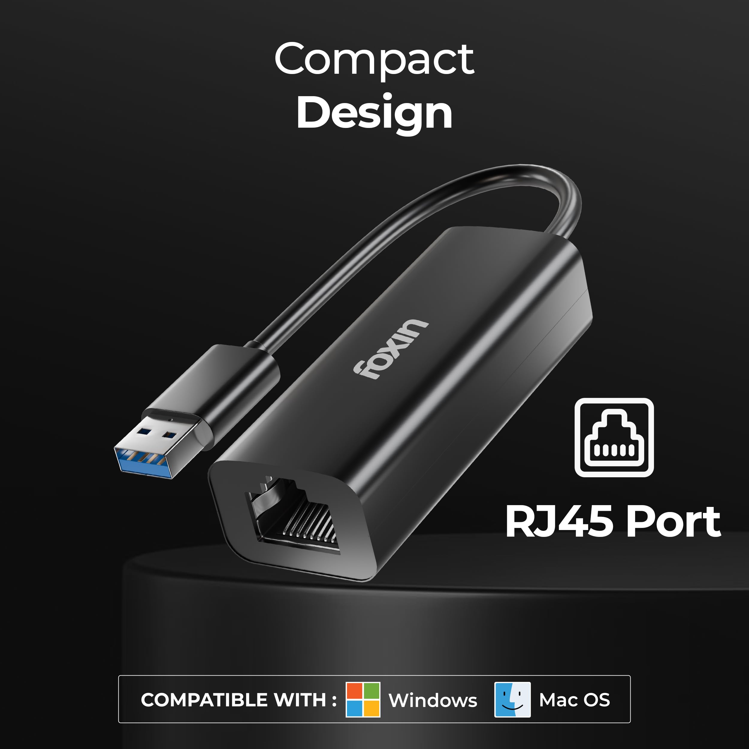 Foxin USB to LAN Ethernet Adapter, 100 Mbps Network LAN Speed, RJ45 LAN Port, 9 cm Cable, for Windows/Mac/Linux, Compatible with Laptop, Desktop, Gaming Console | FLA 100U (Black) — Amazon image 5