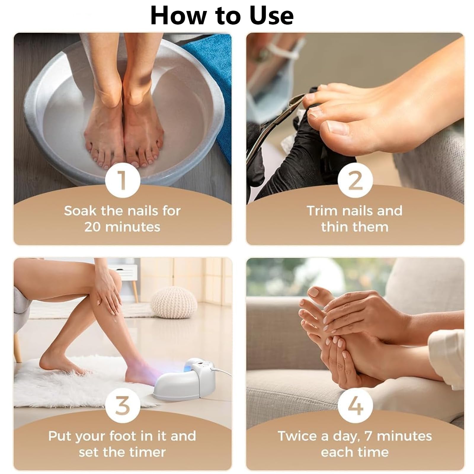 Dispositivo de Láser de Hongos Uñas Regulable, dispositivo para limpiar y cuidar las uñas, para varias uñas de manos y dedos de los pies, para uñas dañadas y decoloradas, con pantalla digital y funció