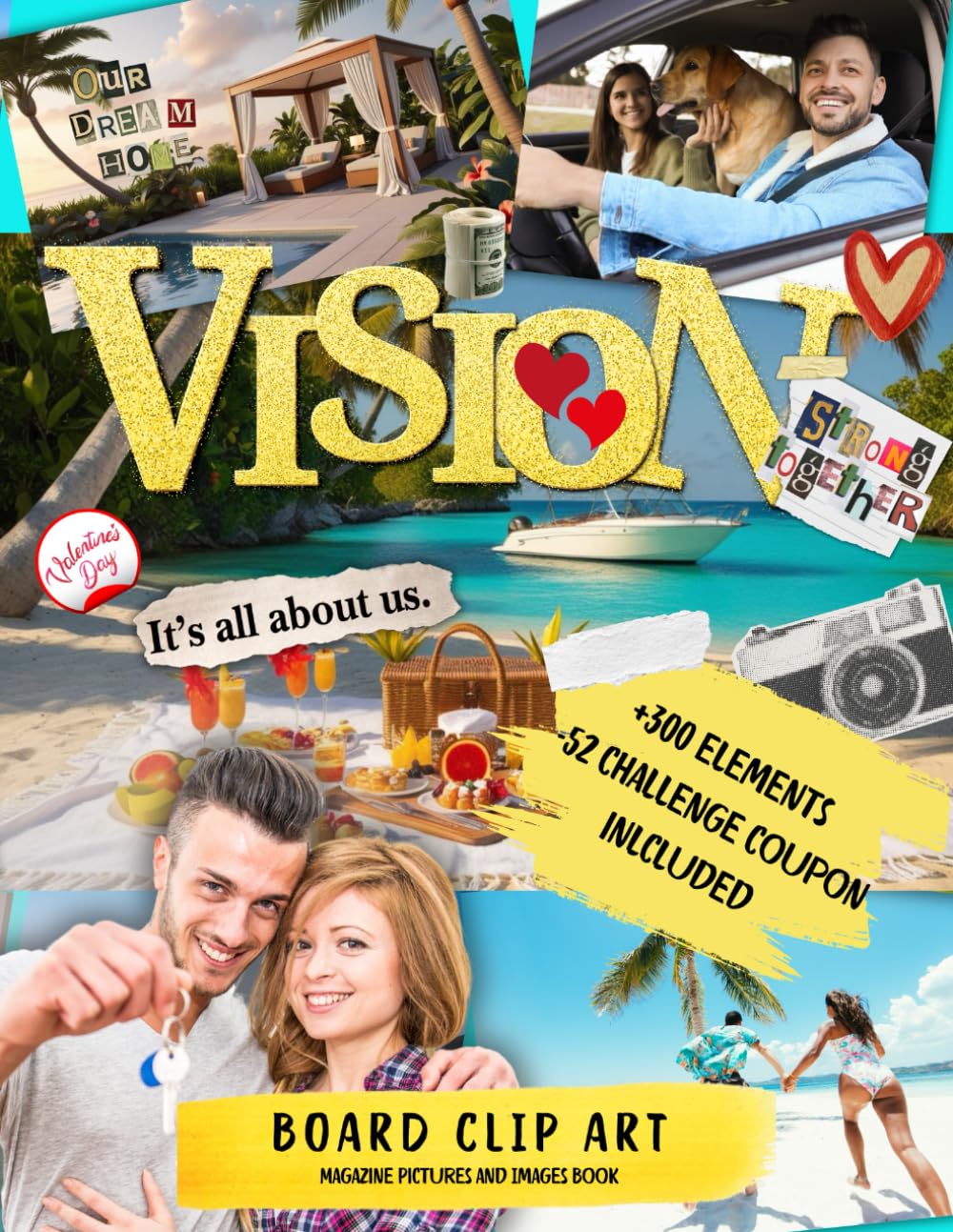 Vision Board Clip Art, Magazine Pictures and Images Book: Couple Goals Vision Board | LIFE Aesthetic Pictures | Photo Collection of Luxury Homes, ... included (2026 Vision board supplies)