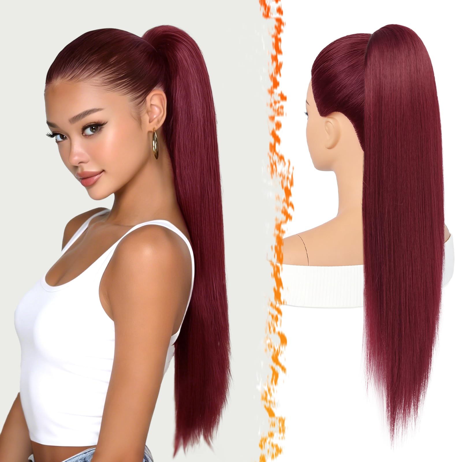 BARSDAR Liso Coleta Postiza Extensiones Pelo, 40cm Corta Liso Marrón Oscuro Cola de Caballo Extension con Cordón Natural Sintética Cheer Posh Ponytail Extensiones Postizos Fiestas Cheer Competition — view 27