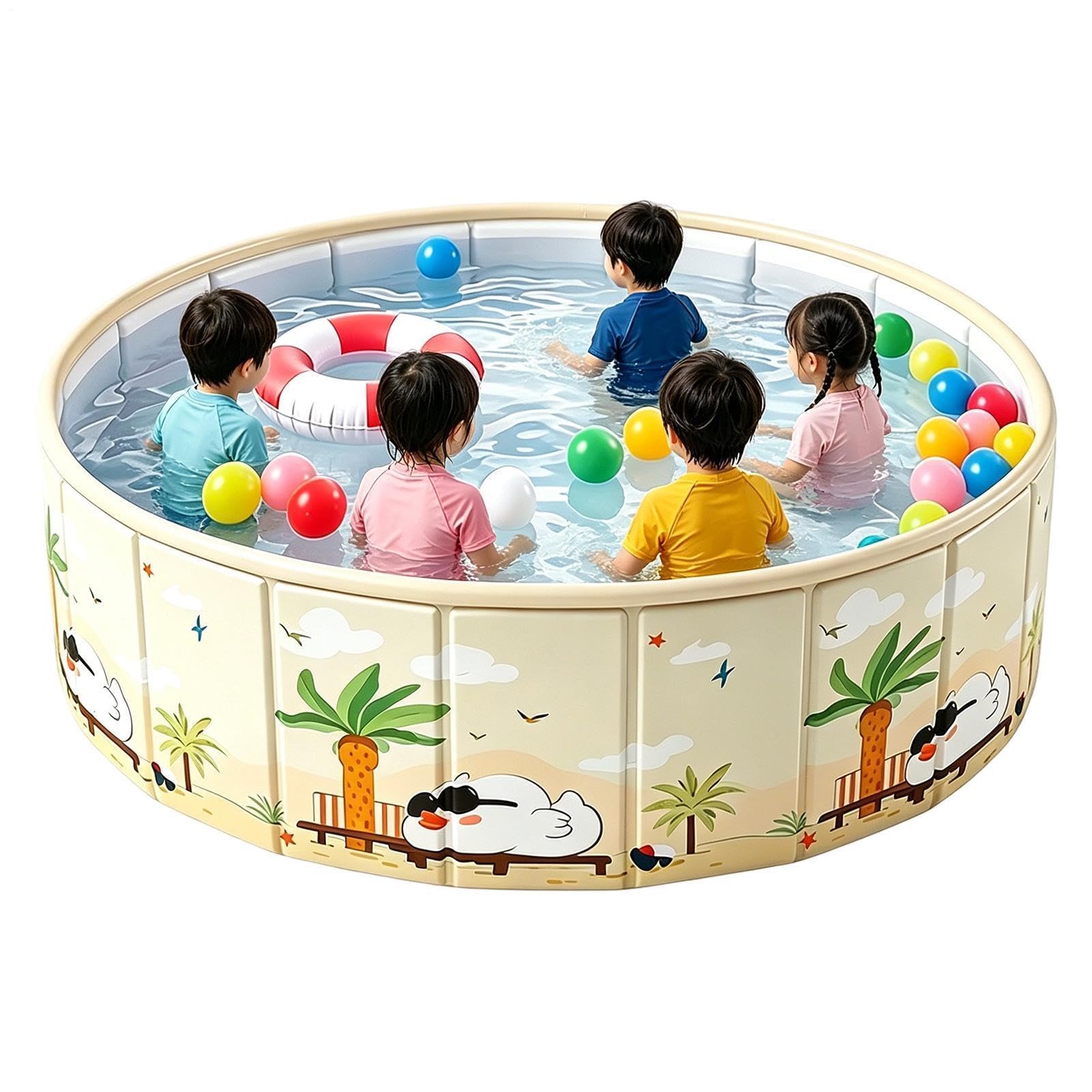 Foldable Swimming Pool, Kids Kiddie Paddling Pool, 90/120/150 Cm Summer Dog Bathtub, Robust Construction, Detachable Pools, For Backyard Garden Lawn Patio Courtyard Camping Beach Daycare
