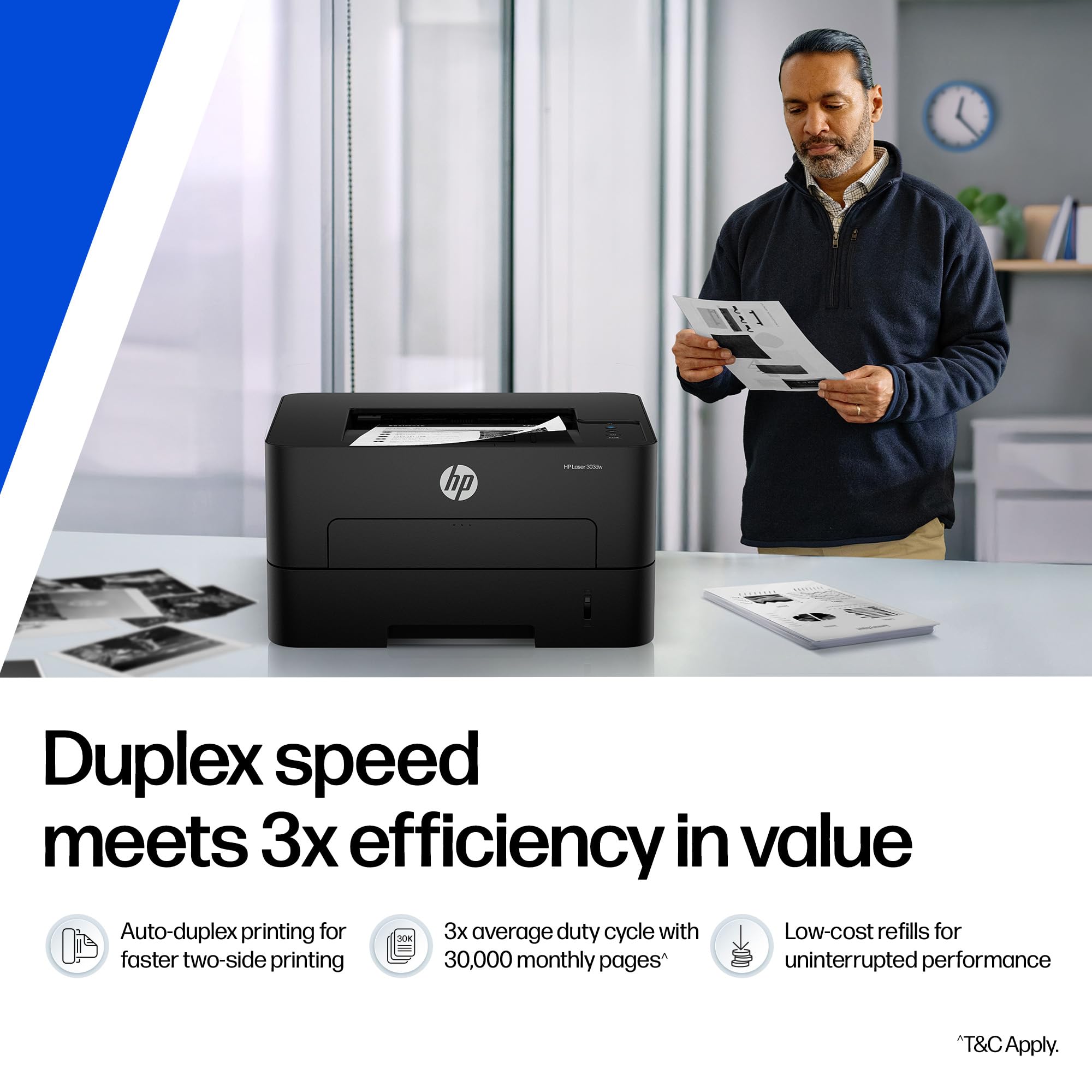 HP 303dw Auto Duplex WiFi Laser Printer (New Launch), 30 PPM, 256 MB Memory, Black — Amazon image 4
