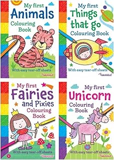 Anilas My First Colouring Book Set of 4 Colouring Books with Easy Tear-Off Sheets, Ideal for Toddlers, Nursery & Preschool Children (Ages 3-6)