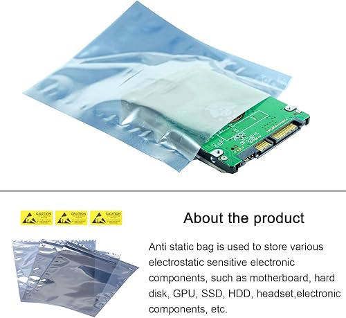 Miniatura 3 de Bolsas antiestáticas de blindaje ESD resellables con etiquetas, para dispositivos electrónicos, GPU, disco duro, SSD, placa base, HDD, 12 x 16