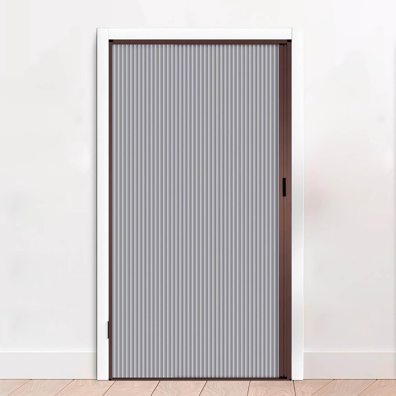 No-Drilling Blackout Curtain Pleated Door - Invisible Closet Curtain with Aluminum Frame and Cellular Fabric for Open Closet - Room Divider Panel for Bedroom, Bathroom(Style 5,60x80in(152.4x203.2cm))