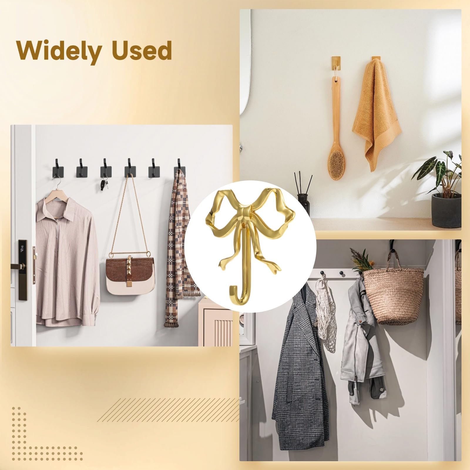 Messing-Knotenhaken, 4 Stück, Wandmontage, Vintage-Gold-Kleiderbügel, dekorative Handtuchhalter, für Badezimmer, Küche, Dekor