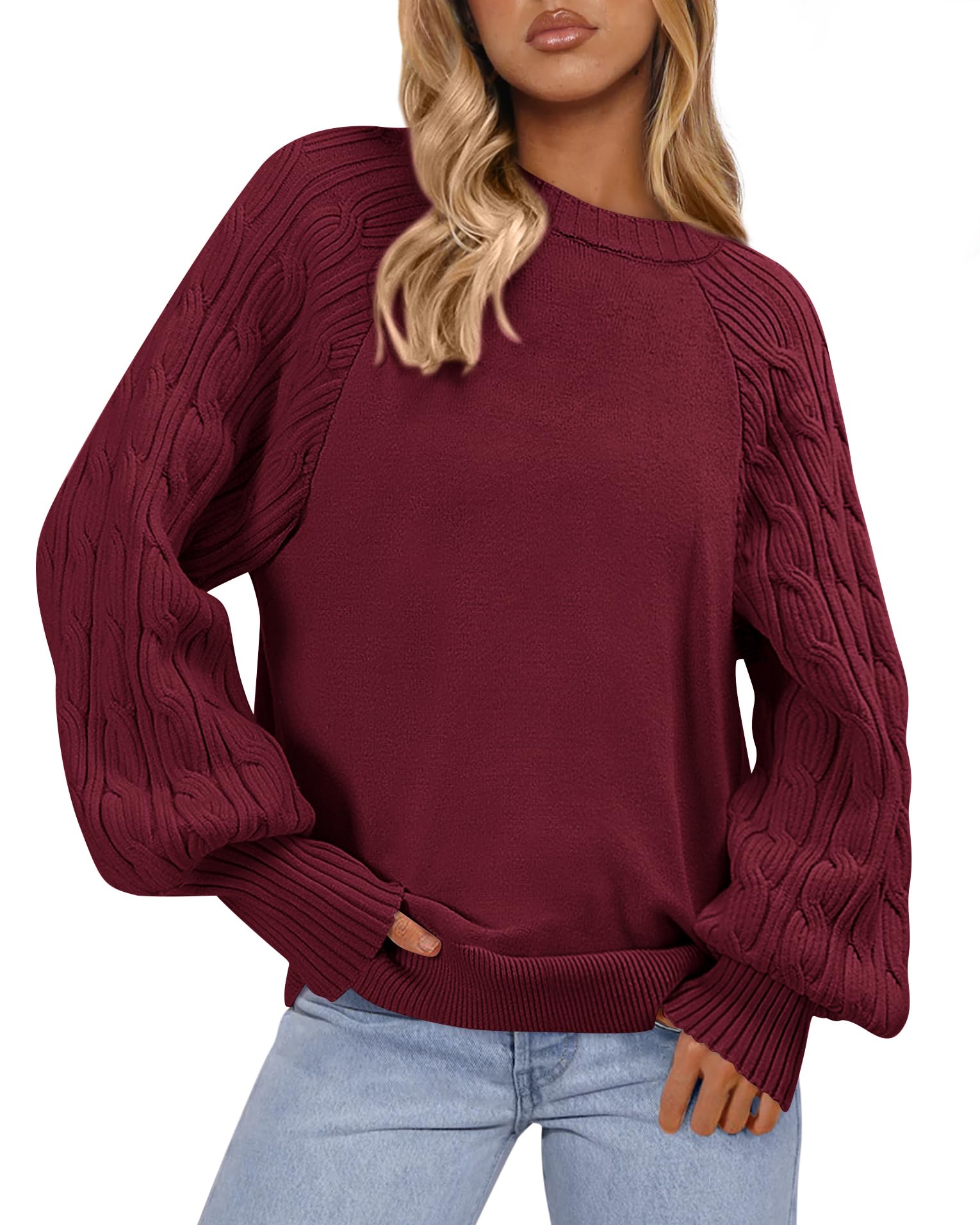 PRETTYGARDEN Womens Sweaters Spring Fashion 2026 Crew Neck Cable Knit Casual Loose Chunky Tunic Sweater Winter Clothing