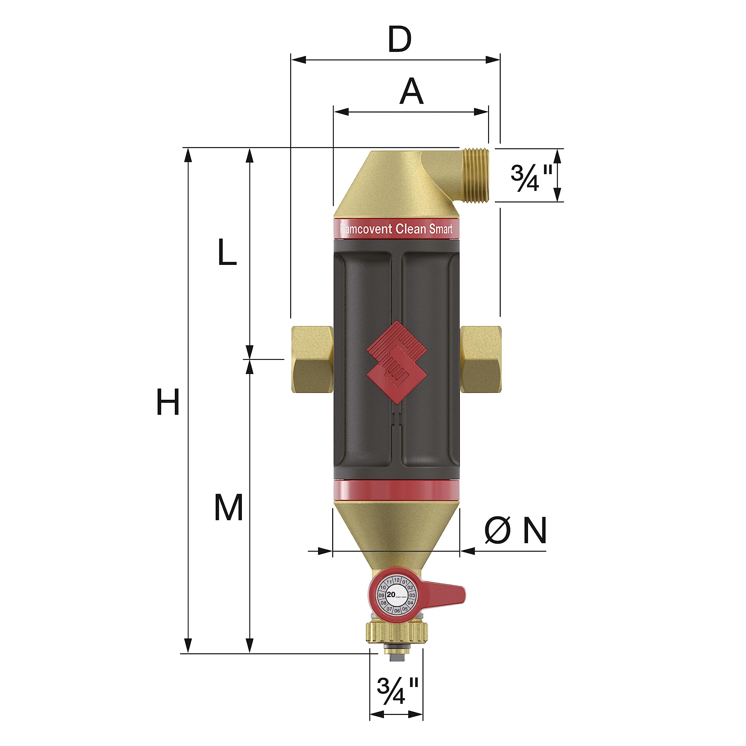 Flamcovent Clean Smart Air e defangatore per impianto di riscaldamento centralizzato G¾ "F 30041