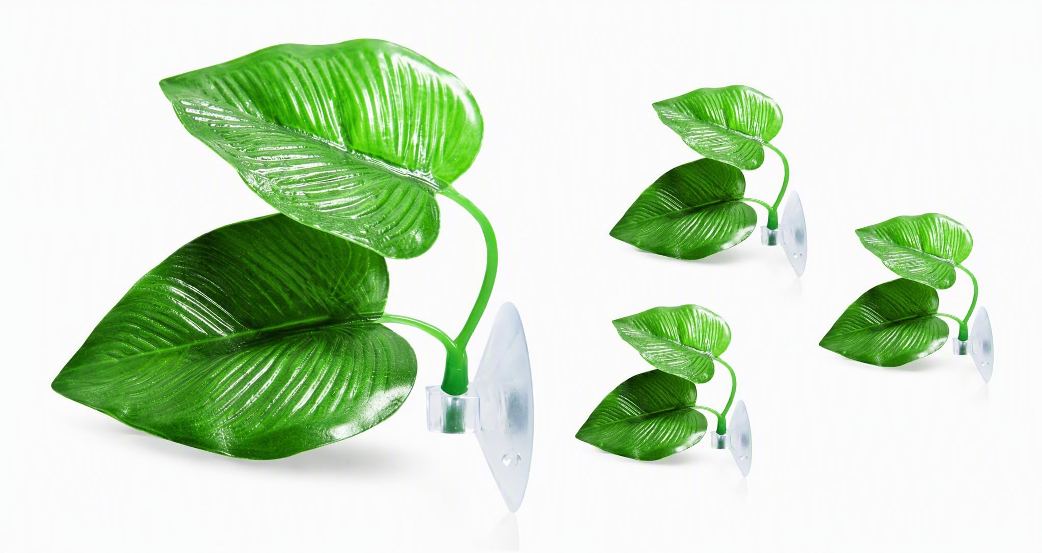 4 Pack Betta Leaf Hammock, Double Leaf Fish Resting Pad with Suction Cups