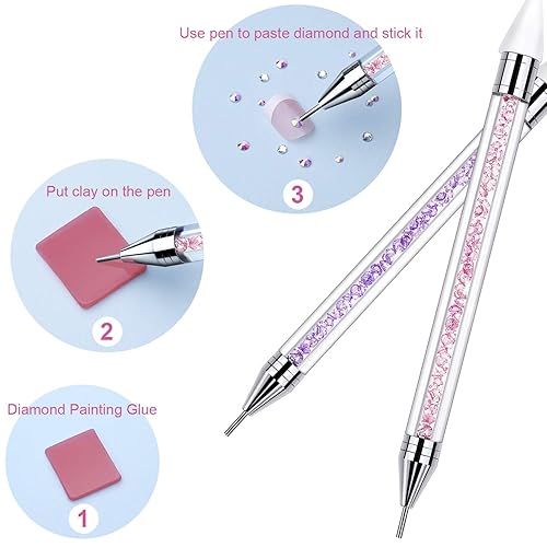 Miniatura 4 de 2 bolígrafos punteadores de diamantes de imitación de doble extremo, gemas de diamantes de imitación de doble extremo, lápiz de cera, lápiz de