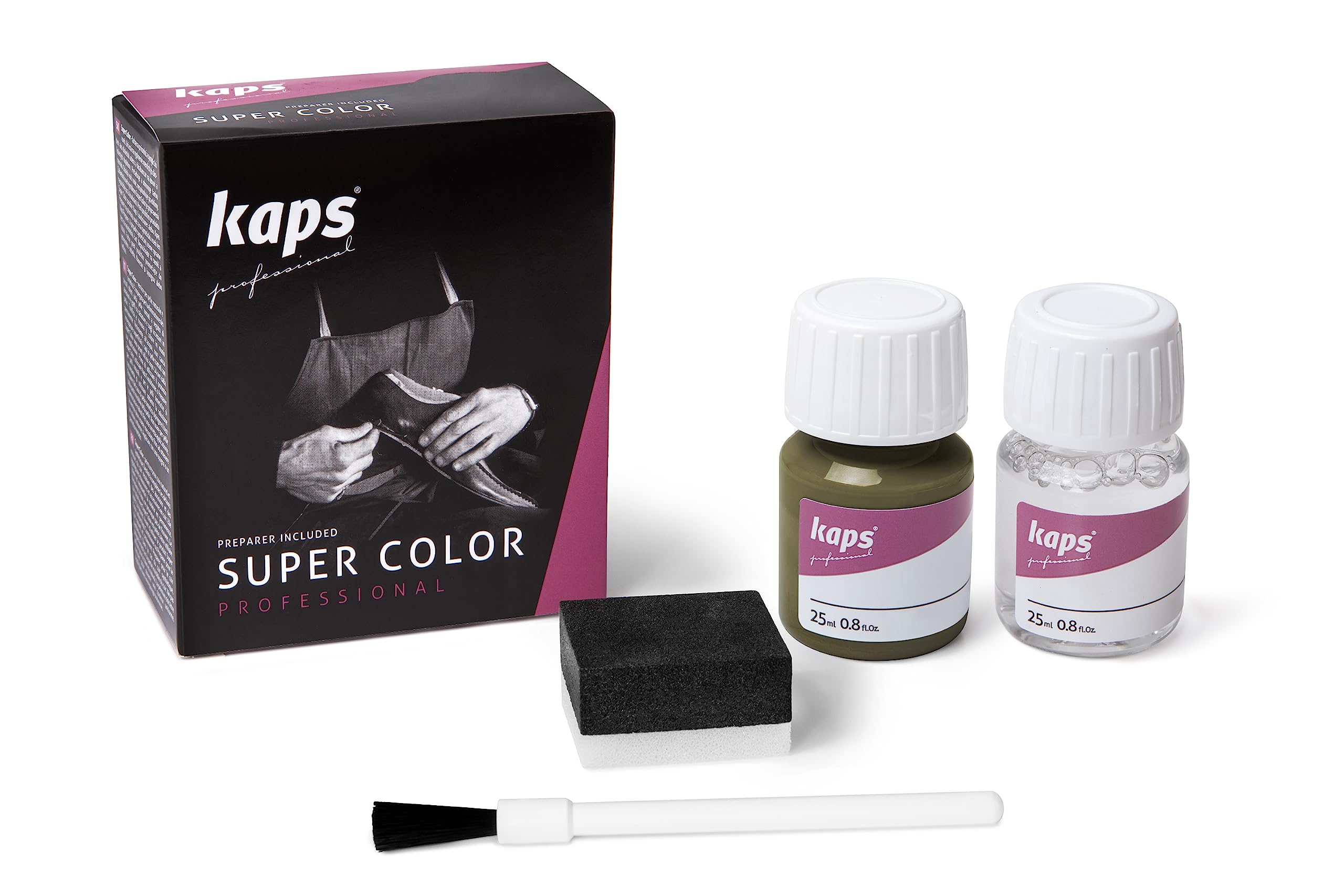 Kaps Super Color z Podkładem - Farba do Butów ze Skóry Naturalnej, Syntetycznej i Tekstyliów, 70 kolorów (134 - oliwkowy)