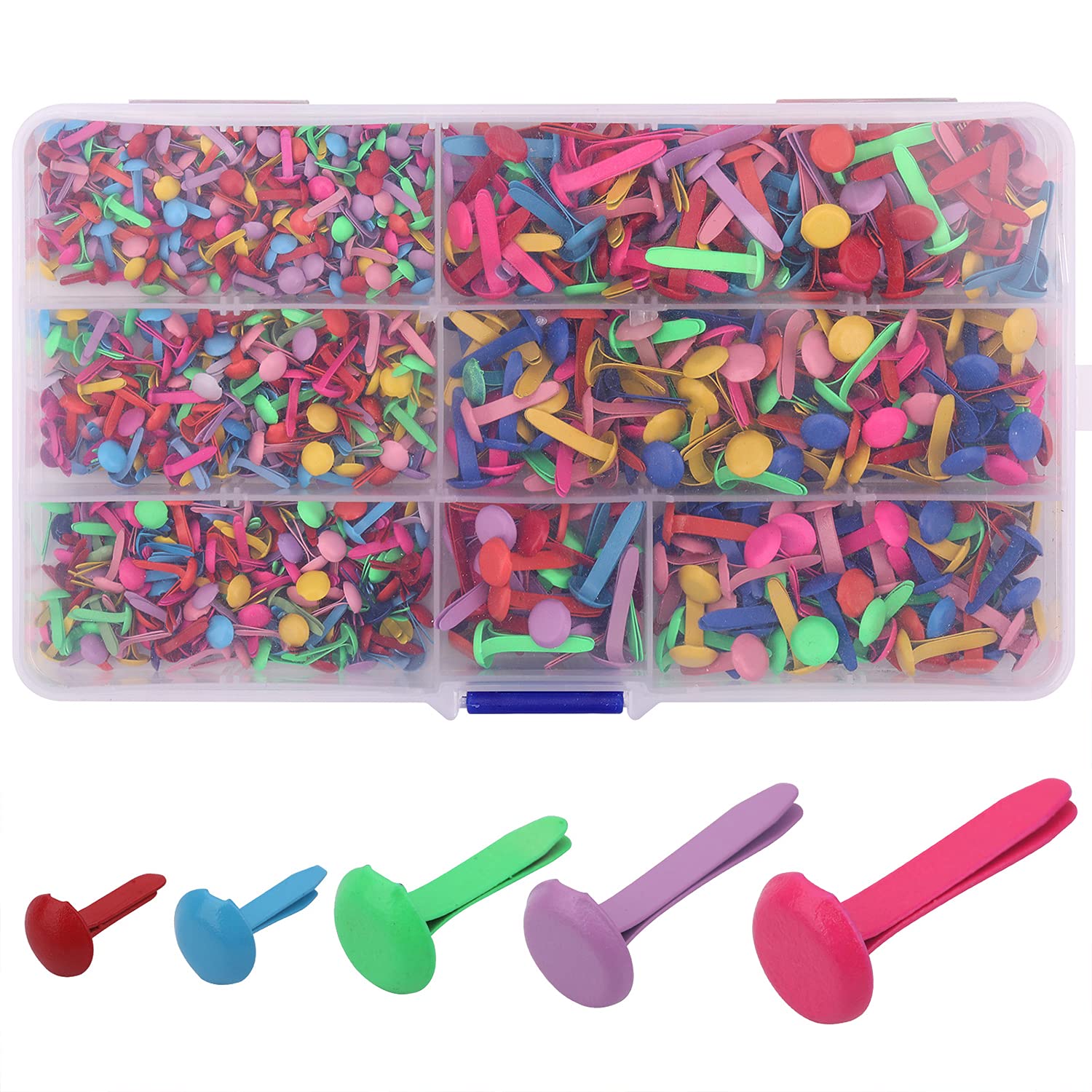 Trimming Shop T 500pcs Paper Fastener - Brads for Crafting Split Rivets Pins Round Metal Split Pins Brads for Scrapbooking Craft & Card Making Stamping Document Fastening - Assorted Sizes, Multicolour