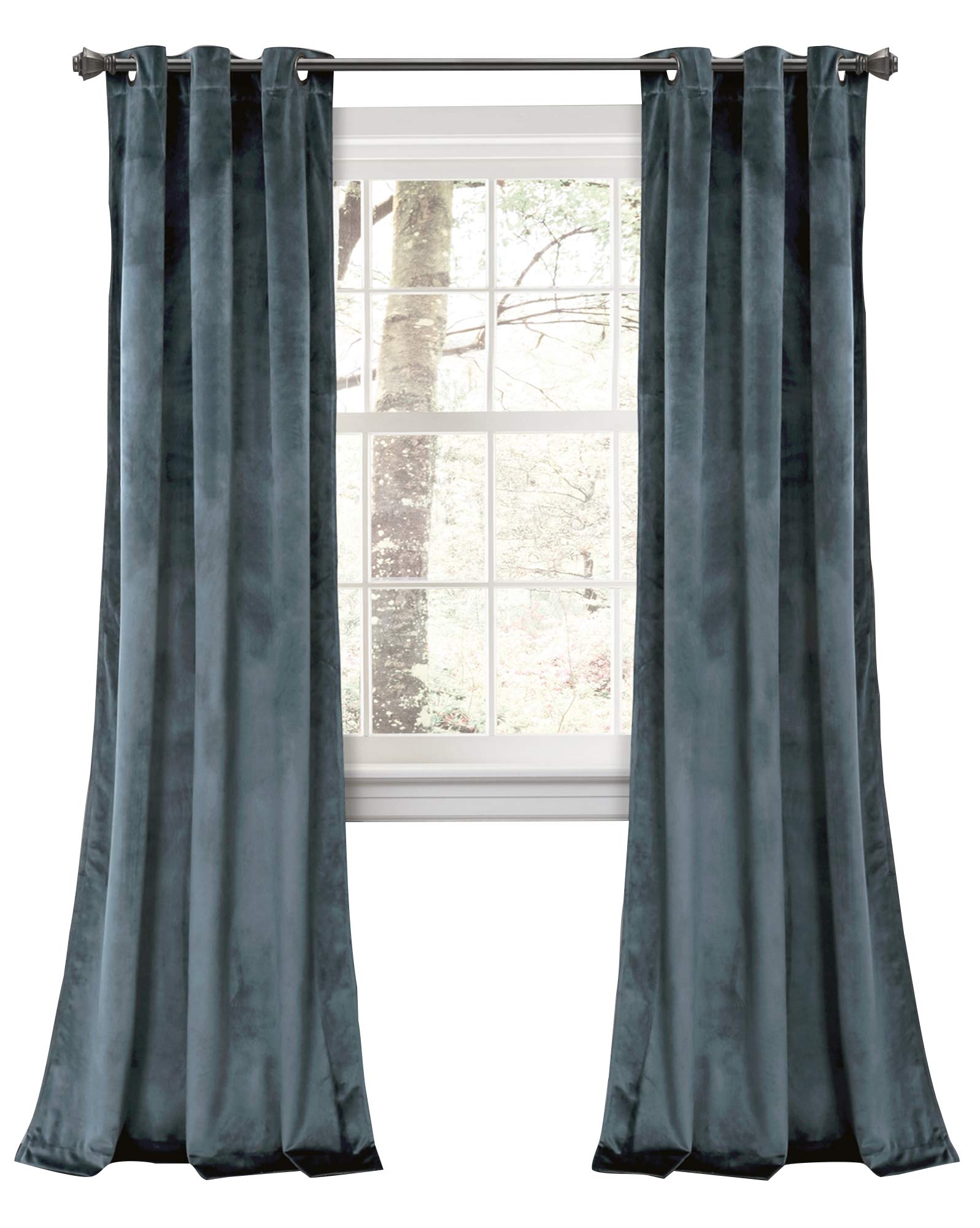 Lush Decor Room Darkening Window Curtain Panel Pair, Slate Blue, 84" x 38", W 38" x L 84" (2 Panels)
