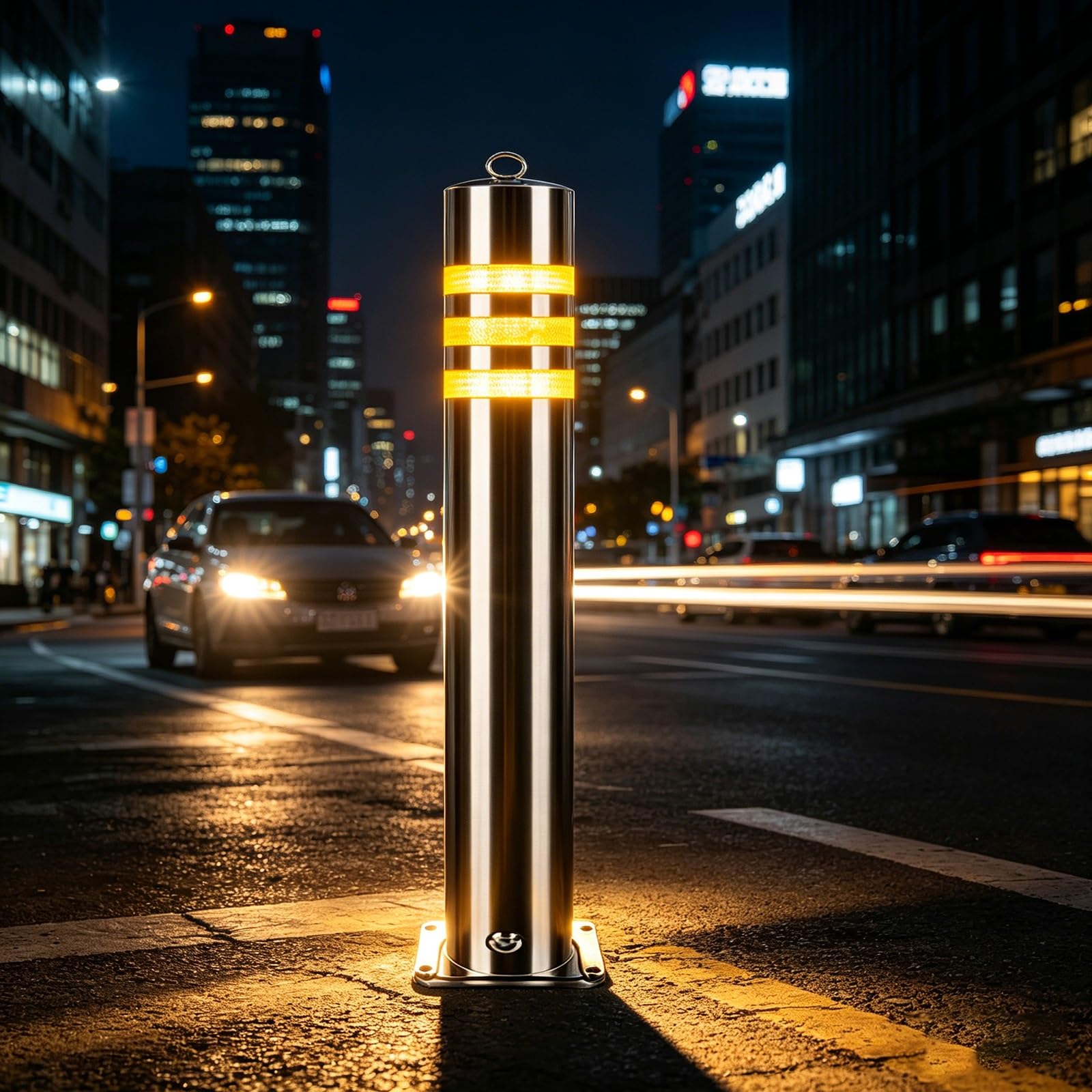 NEONMAN Arceau de Sécurité Amovible en Acier Inoxydable avec Bande Réfléchissante pour Stationnement – 11.4x60cm