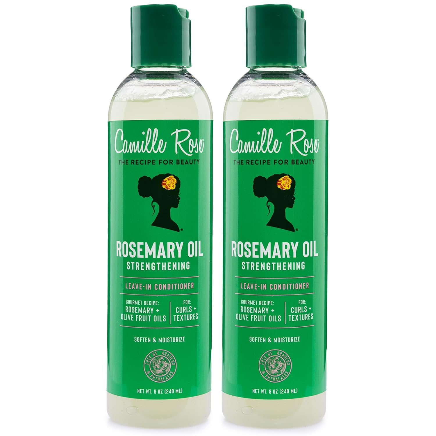 Camille Rose Leave-In Conditioner 2-Pack, Rosemary Oil – DeepConditioning for Hair Strengthening, Detangling, Dry Scalp Moisturizer, 8Oz
