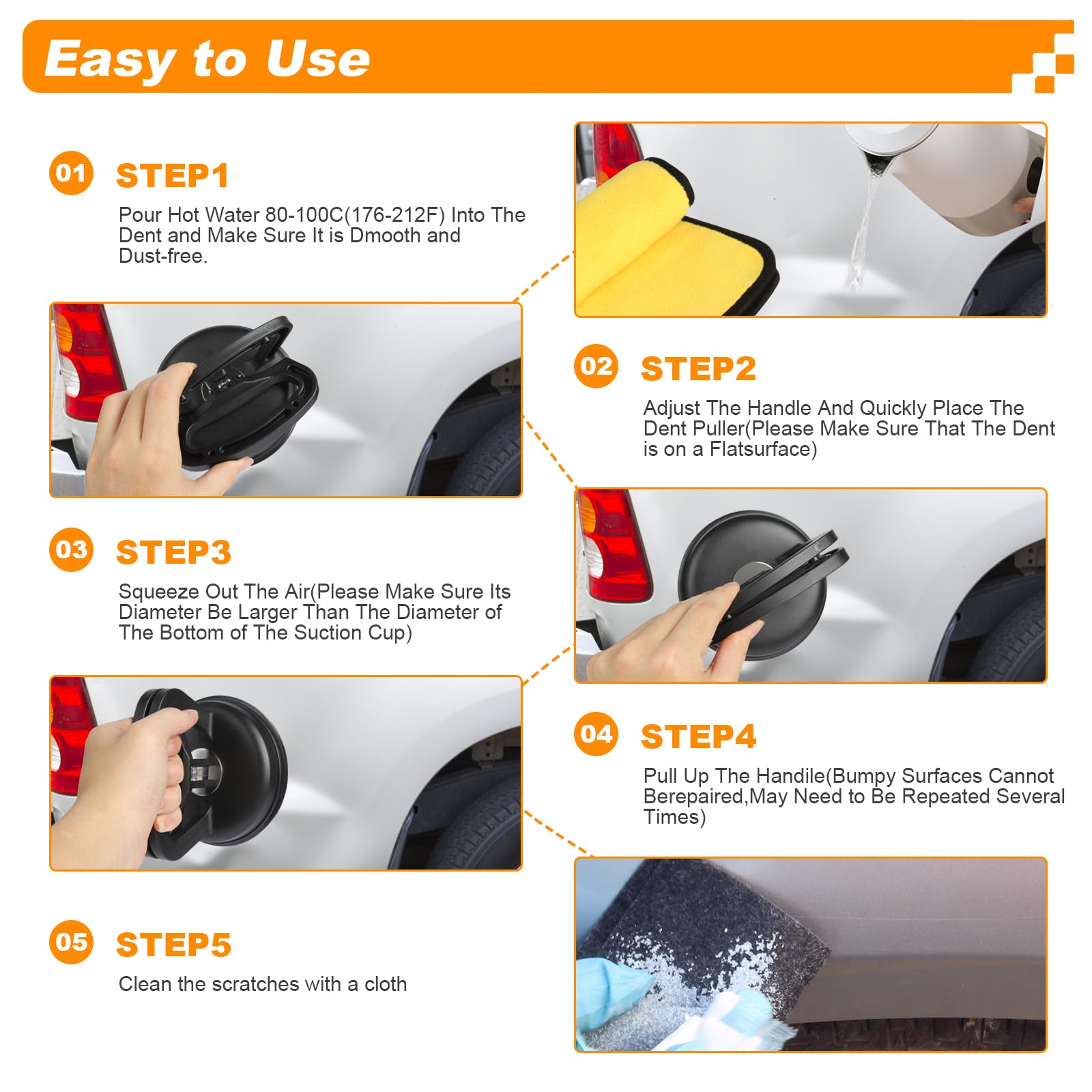 Car Dent Puller, Auto Body Repair Tool for Dents, Objects Moving - 4