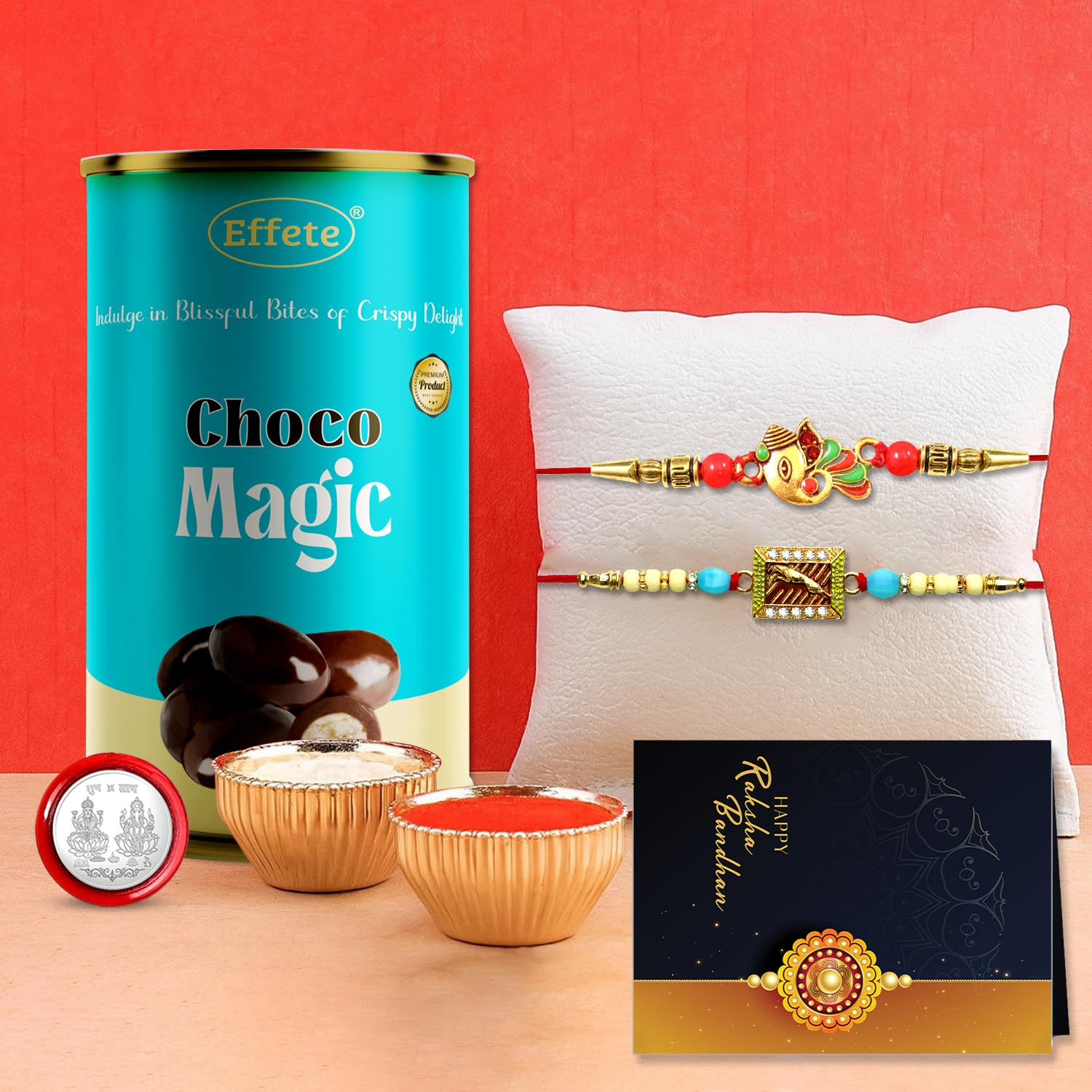 DeoDap (K2_275+277_CM) Rakhi with Chocolate Magic | Rakhi for brother with gift | handmade rakhi |rakhi combo for brother | stylish rakhi for brother | Set of 2 Rakhi |-image-37