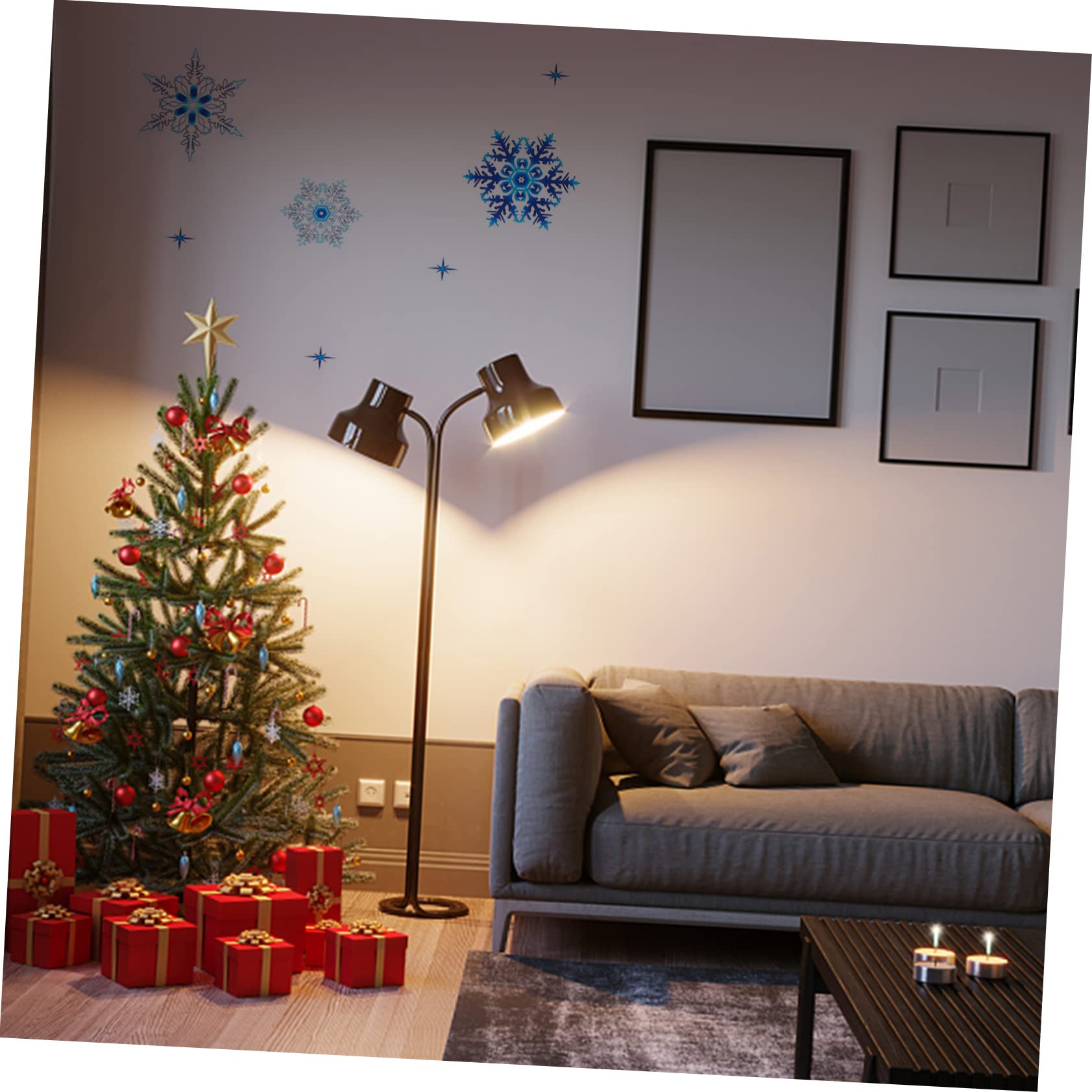 OUNONA 12hojas Pegatinas Navideñas De Ventana Adornos De Translúcidos Para Decoración De Navidad Hogar y Fiesta Arte