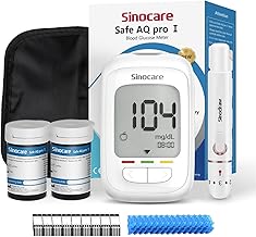 Sinocare Safe AQ Pro I Glucometer Blood Glucose Meter 50 Kit, Fast and Accurate Test Kit with Upgraded Silver Electrode and 500 Memories