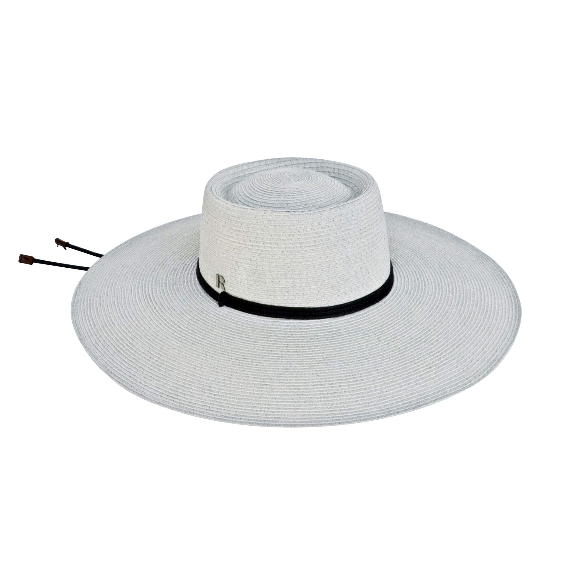 Raceu Hats and Caps Sombrero Mujer Ala Ancha Texas Gris - Sombrero de Paja Estilo Canotier - Sombreros Amplio de Mujer - Tejido a Mano