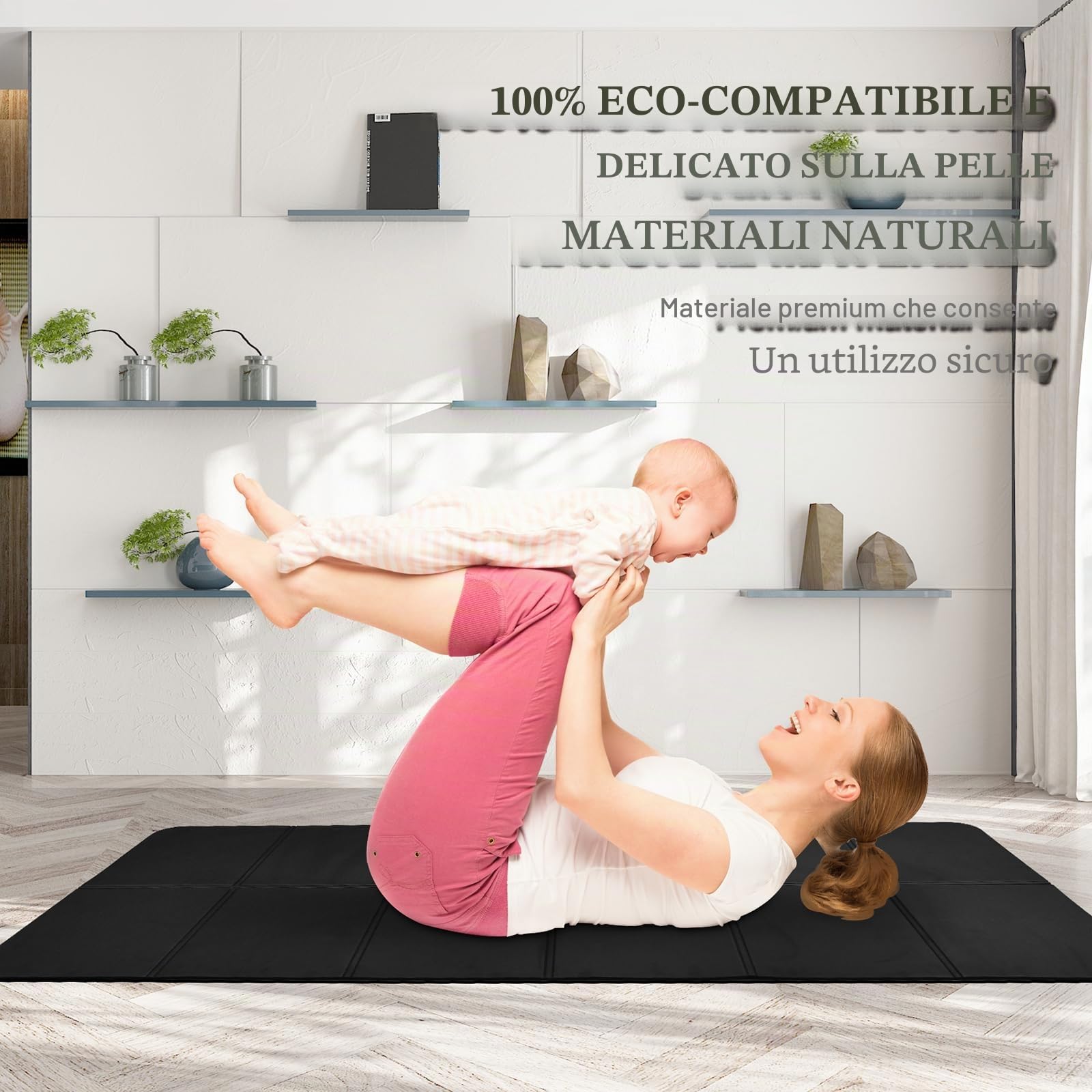 Tappetino da Yoga Pieghevole, 183 x 81cm Tappetino Palestra, Tappetino Yoga Antiscivolo per Viaggio, Tappetino Pilates in TPE con Borsa per il Trasporto in Tela