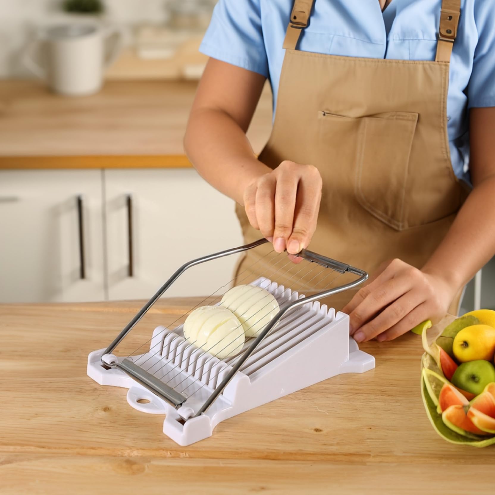 Easy Press Luncheon krajalnica do mięsa i bananów - 12 drutów ze stali nierdzewnej 1/7.6 cm odstępy między plasterkami idealna do miękkich owoców i konserw mięsnych białych narzędzi kuchennych