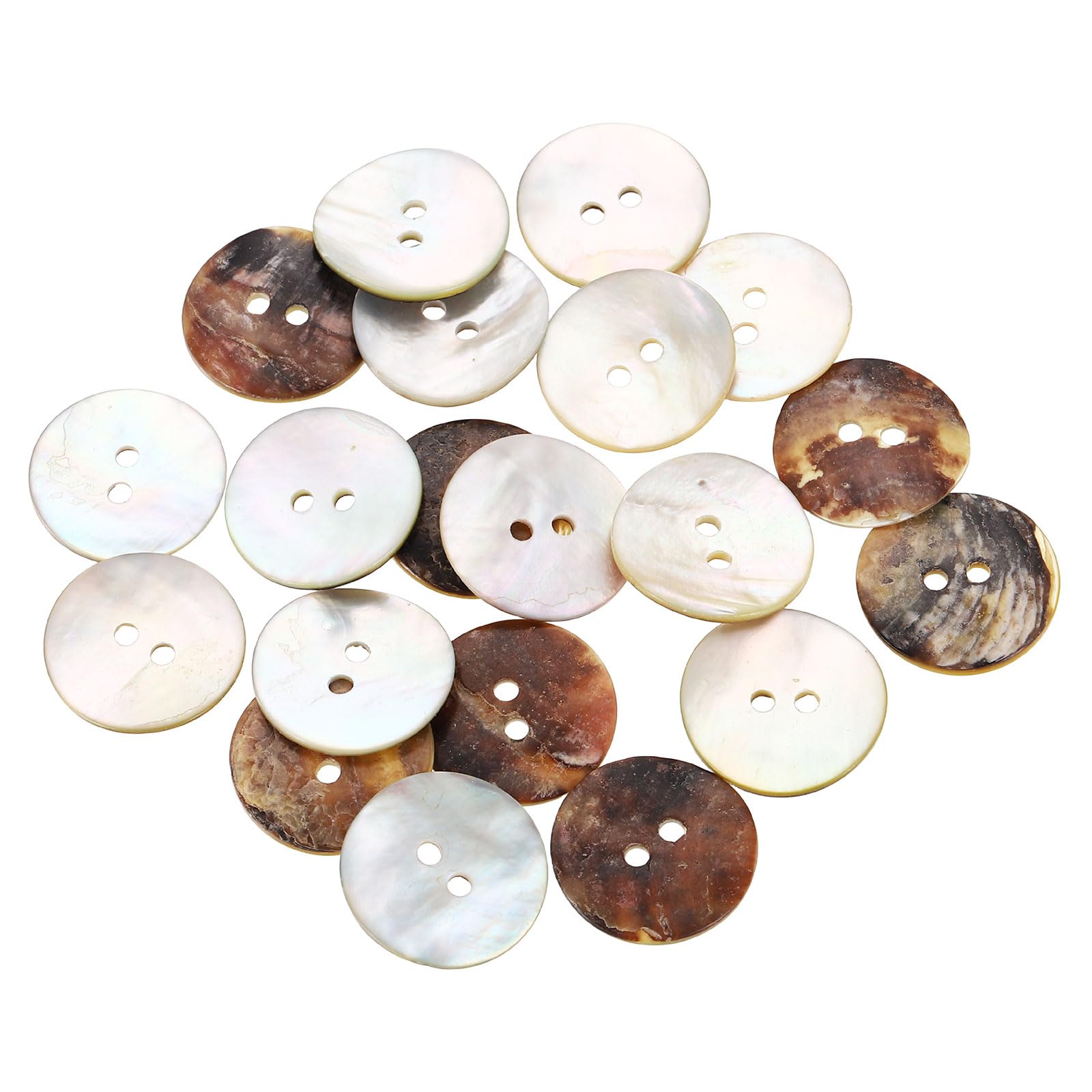sourcing map 20Pcs Natural Shell Buttons, 20mm 2 Hole Mother of Pearl Blazer Buttons Sewing Craft Shell Discs for Shirt Sewing DIY Crafts Decoration, White