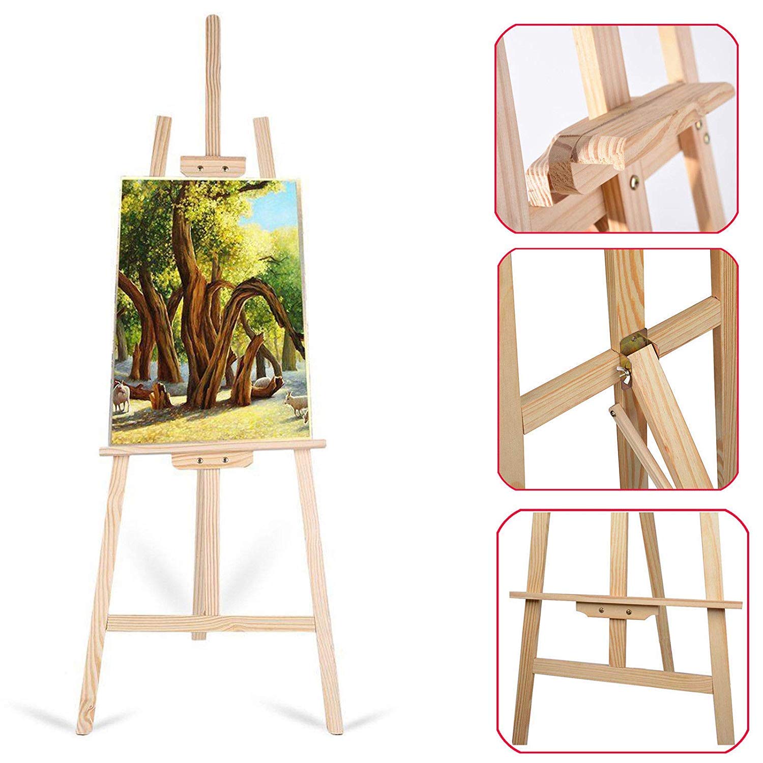 Studio Easel 1.50m Foldable Wooden Painting Drawing Stand Professional