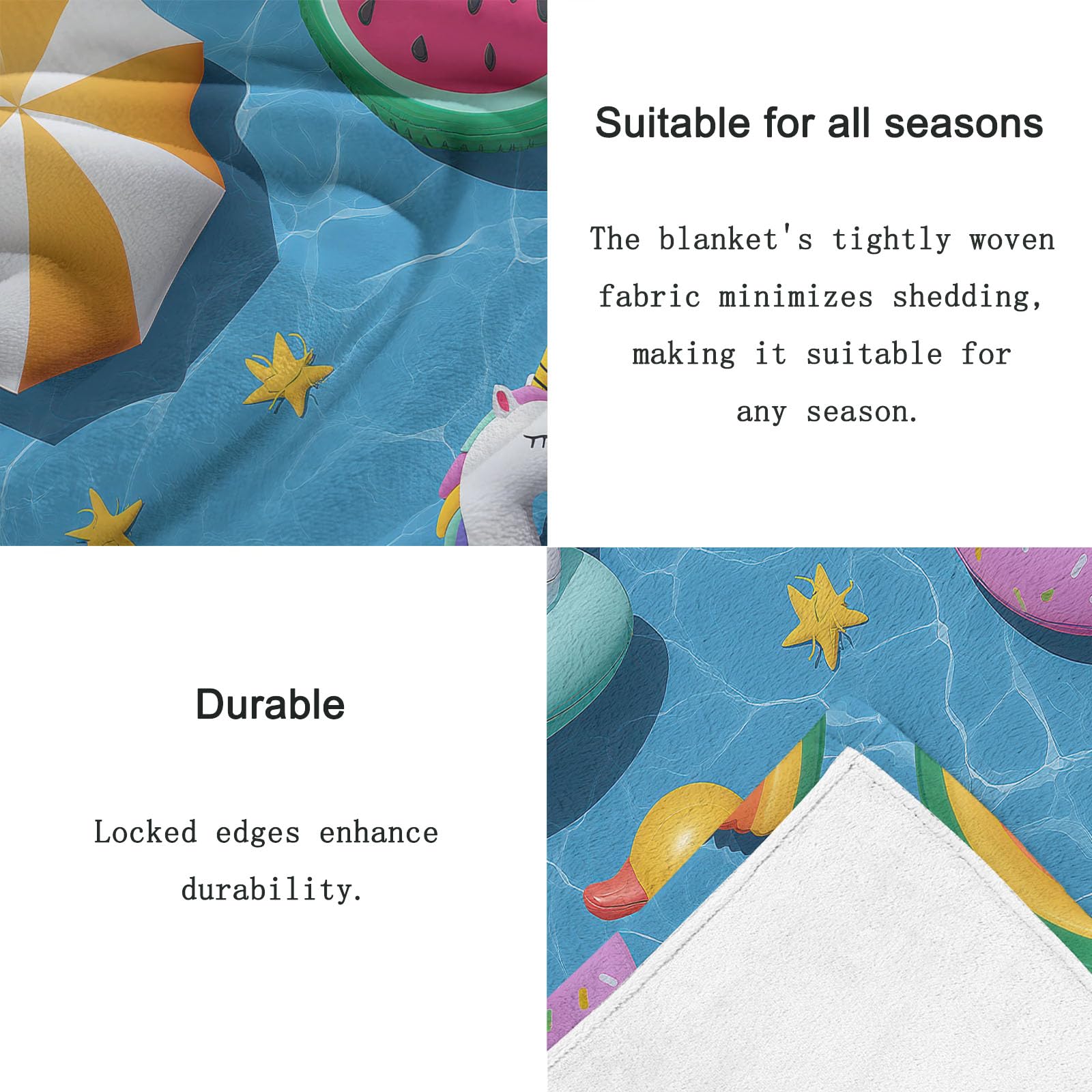 Manta mullida de 180 x 220 cm – azul suave franela reversible para sofá o piscina, con anillo de natación, manta de forro polar extra cálida para camping y oficina