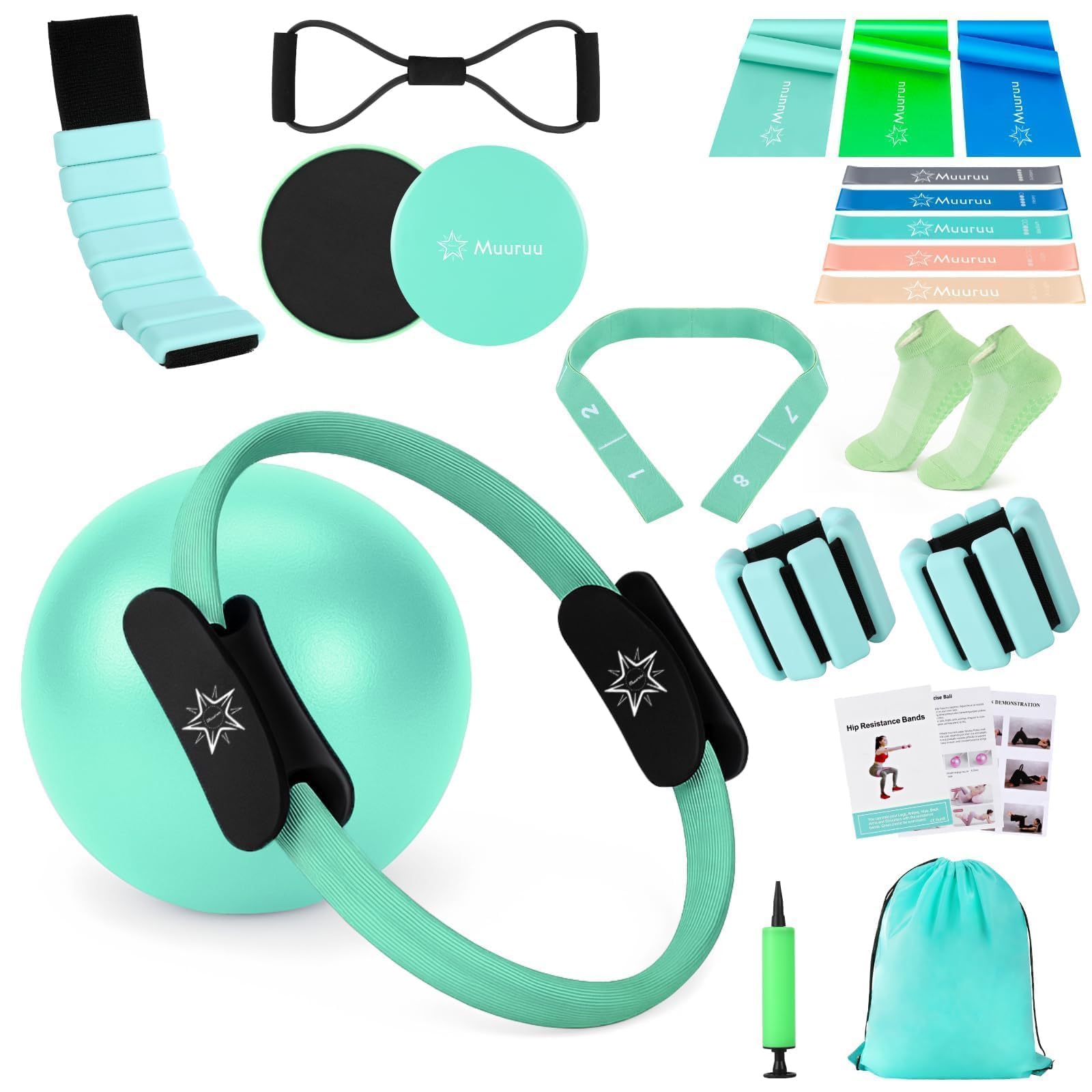 Muuruu Pilates Essentials Kit with Ring, Ball, and Weights