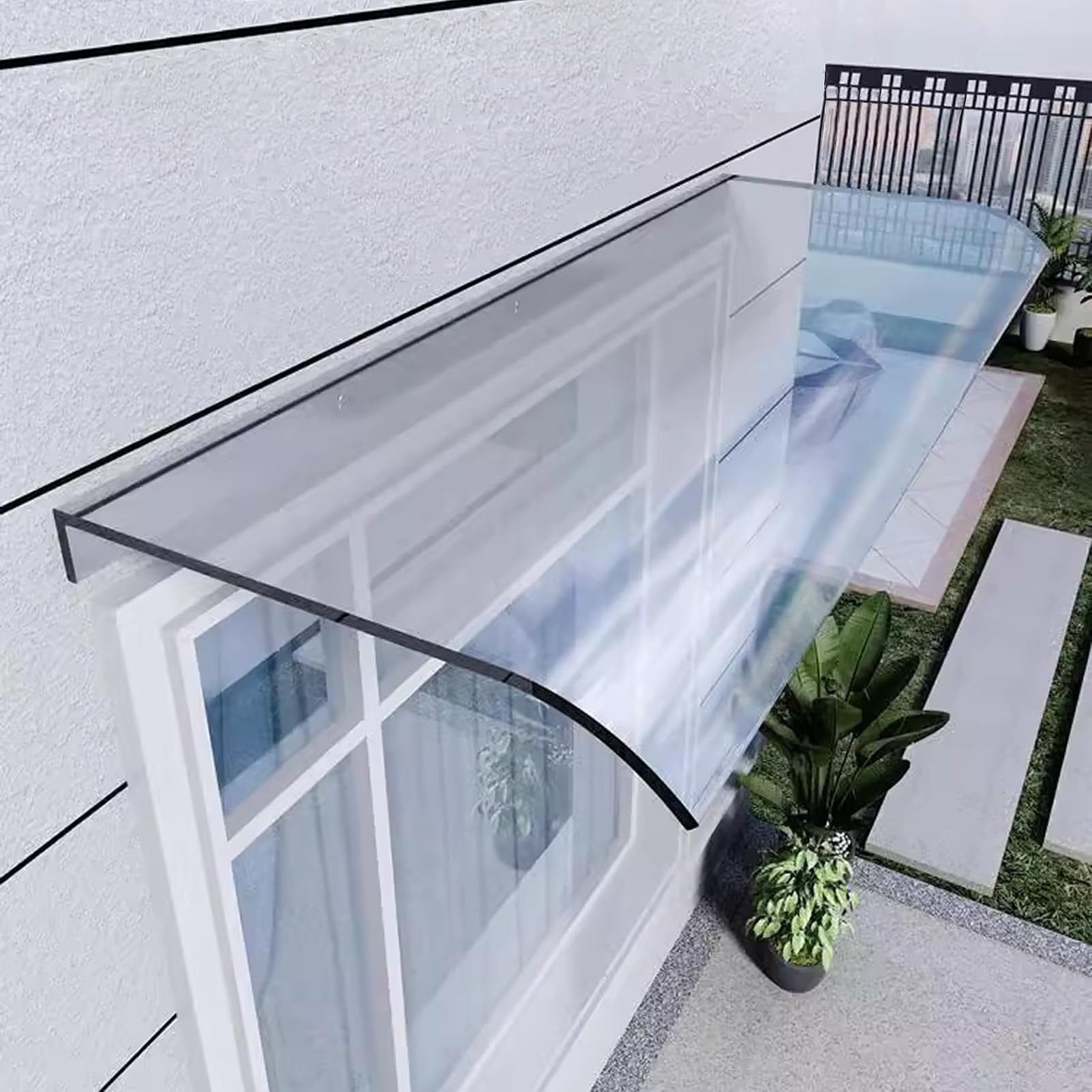 Moderne Polycarbonat-Vordach Markise – UV-Schutz, Regen- & Schneeschutz, Für Haustüren & Fenster, Größe 100x200 Cm