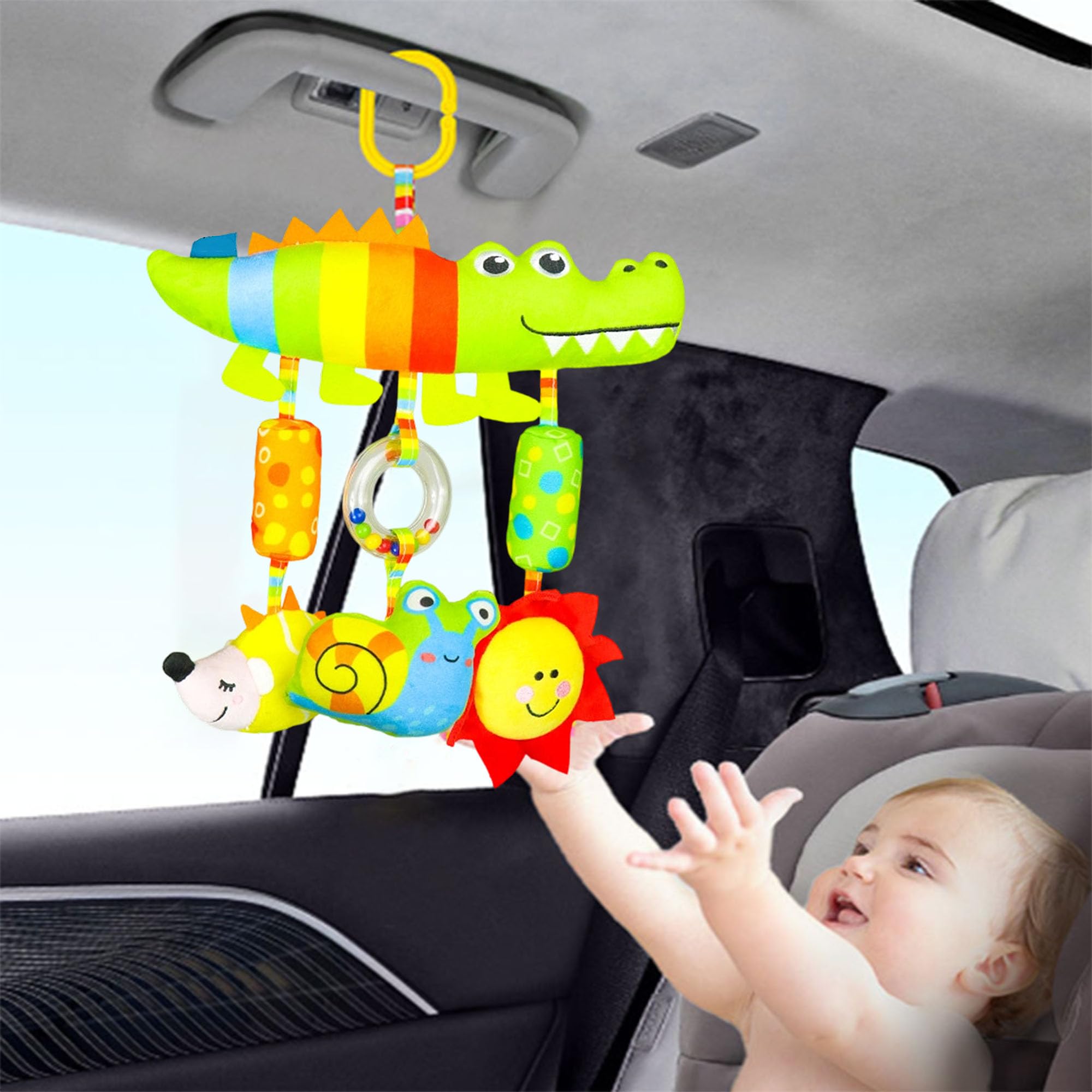 Jouet de Siège de Voiture pour Bébé, Jouet de Poussette, Fournitures Double Face dans la Voiture, Sensoriel pour Bébé, pour les Tout-petits de plus de 6 Mois (Le renard)