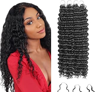 Deep Wave Feather Crochet Hair, 100 Strands Miracle Knots Hair Curly Crochet Hair for Black Women Pre-Separated Invisible Knotless, Feathered Crochet Hair Extensions (18 Inch 1B)
