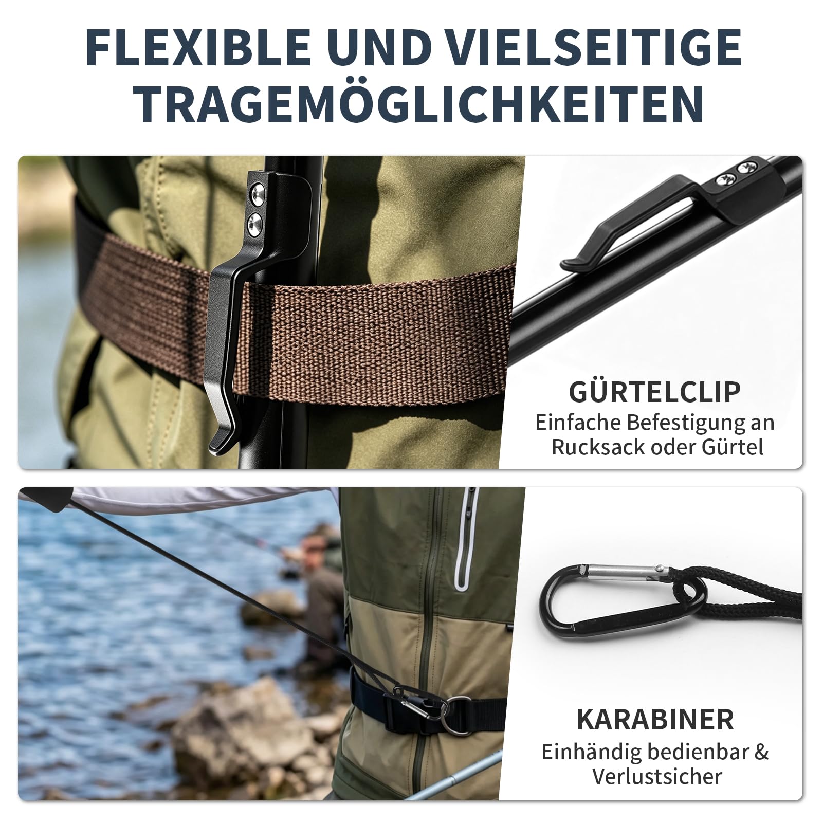 Kescher Angeln, Gummierter Angelkescher mit Teleskopstange | Hakenfreies & Fischschonendes Fischernetz, Faltbarer Unterfangskescher für Karpfen Forellenangeln, Schnelltrocknend