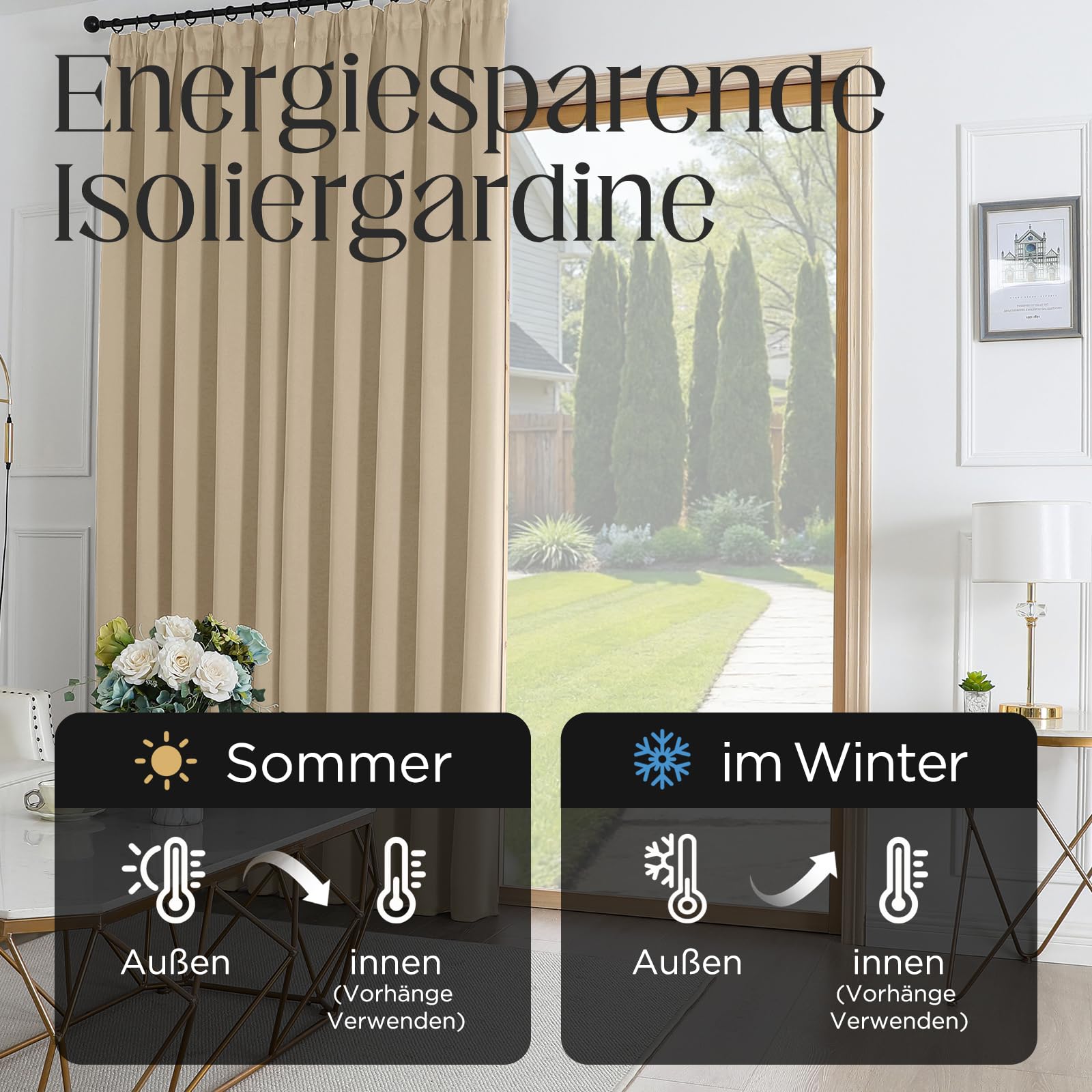 CUCRAF Vorhänge Blickdicht mit Kräuselband 2 Stück H245 x B140 cm Thermovorhang Schallschutz Verdunklungsvorhänge Kälteschutz für Wohnzimmer Kinderzimmer Schlafzimmer Vorhang