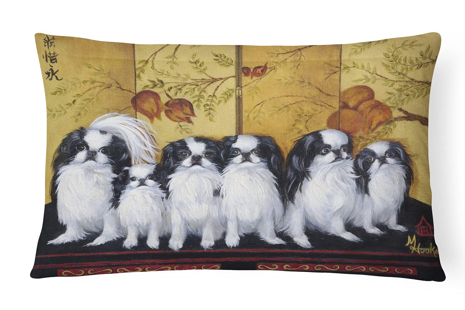 Caroline's Treasures MH1060PW1216 Japanese Chin Tea House Canvas Fabric Decorative Pillow Machine Washable, Indoor Outdoor Decorative Pillow for Couch