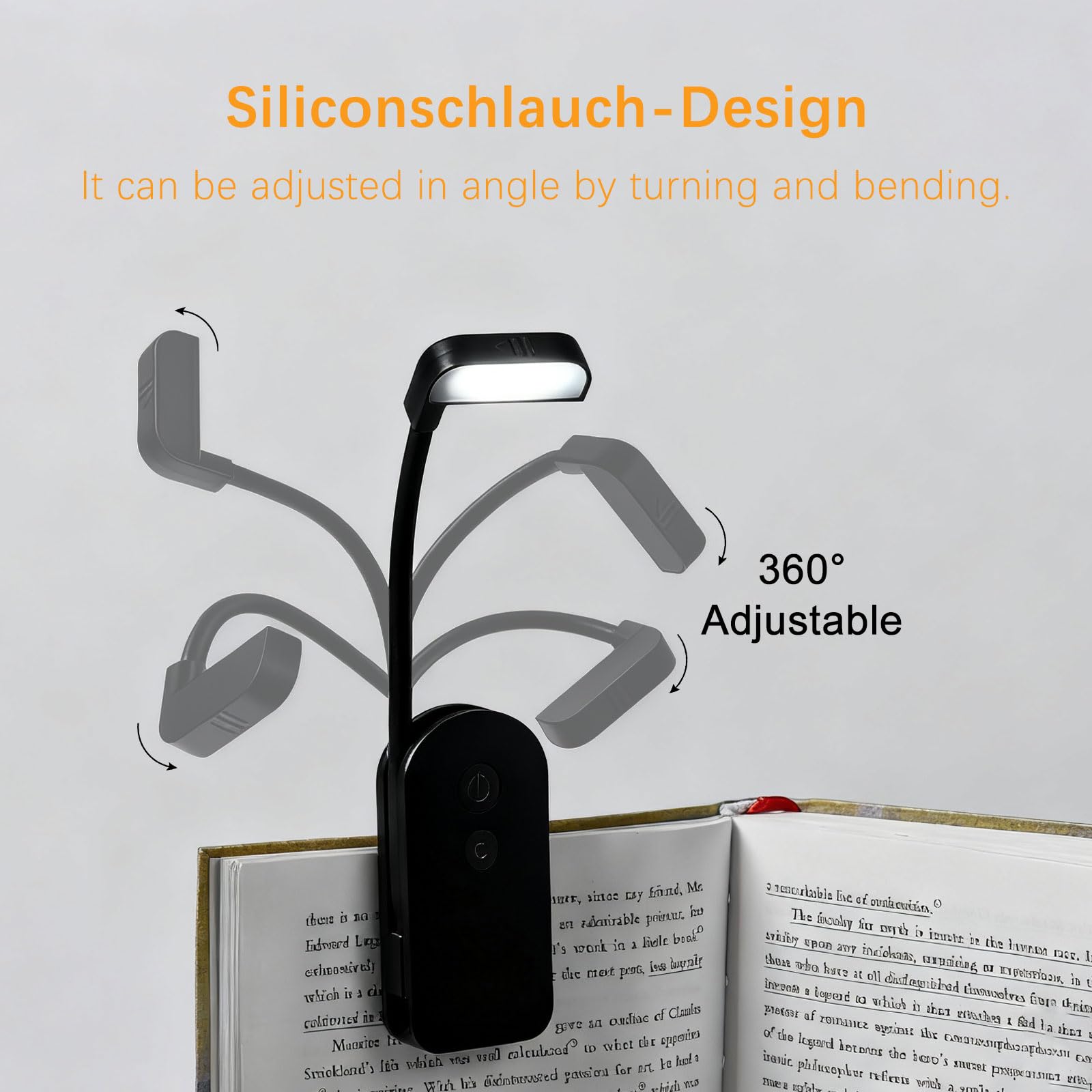 Luz de Lectura Recargable,9LED Luz 3 Colores de Luz & 3 Brillos,360° Flexible Ajustable Lámpara de Lectura Recargable,Largas Horas,luz para leer libros en la cama