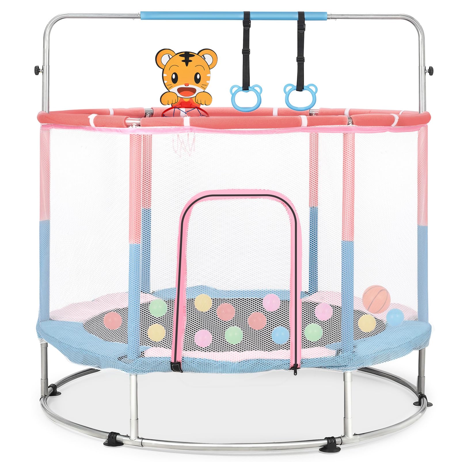 Fulasofia 7FT/10FT Trampoline for Kids with Slide, Safety Enclosure Net, Jumping Mat, Safety Pad and Ladder โ Indoor & Outdoor Toddler Trampoline for Garden or Home Use (5FT)