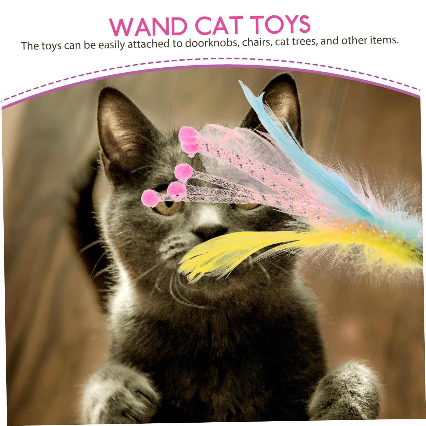 Kisangel 40pièces Jouets Plume pour Chats Canne à Interactive Remplacement De Jouets pour Chats Stimule Exercice Comportement