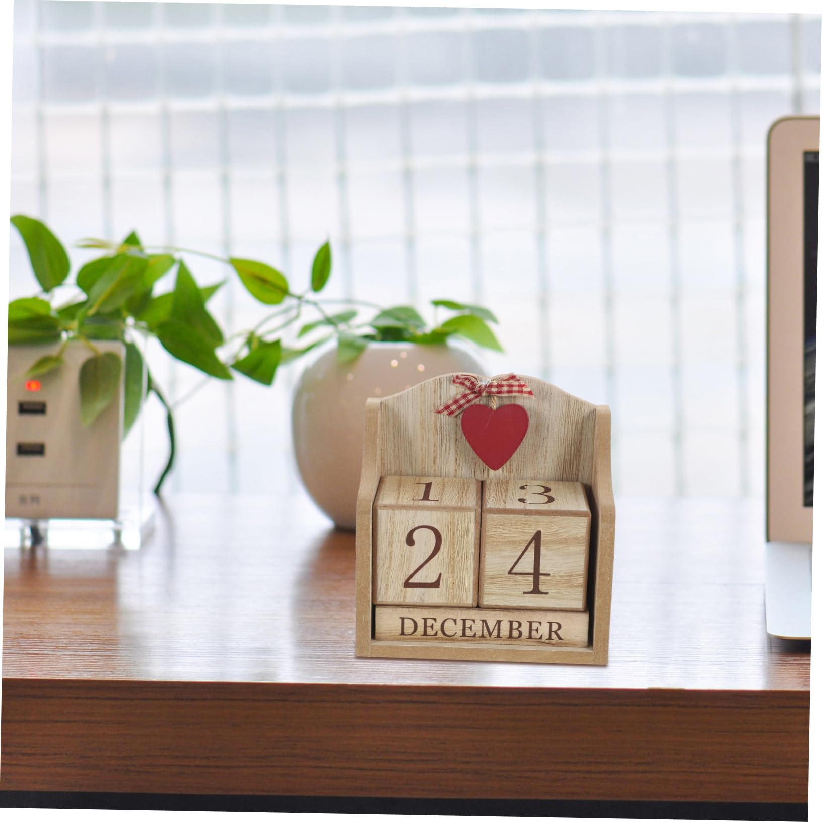 VILLCASE 4 Stück dekorativer Kalender bürodeko büro dekoration desk calendar tischkalender blockiert Kalender rustikale Datumsanzeige Kalenderblock aus Holz Kalenderblöcke aus Holz hölzern