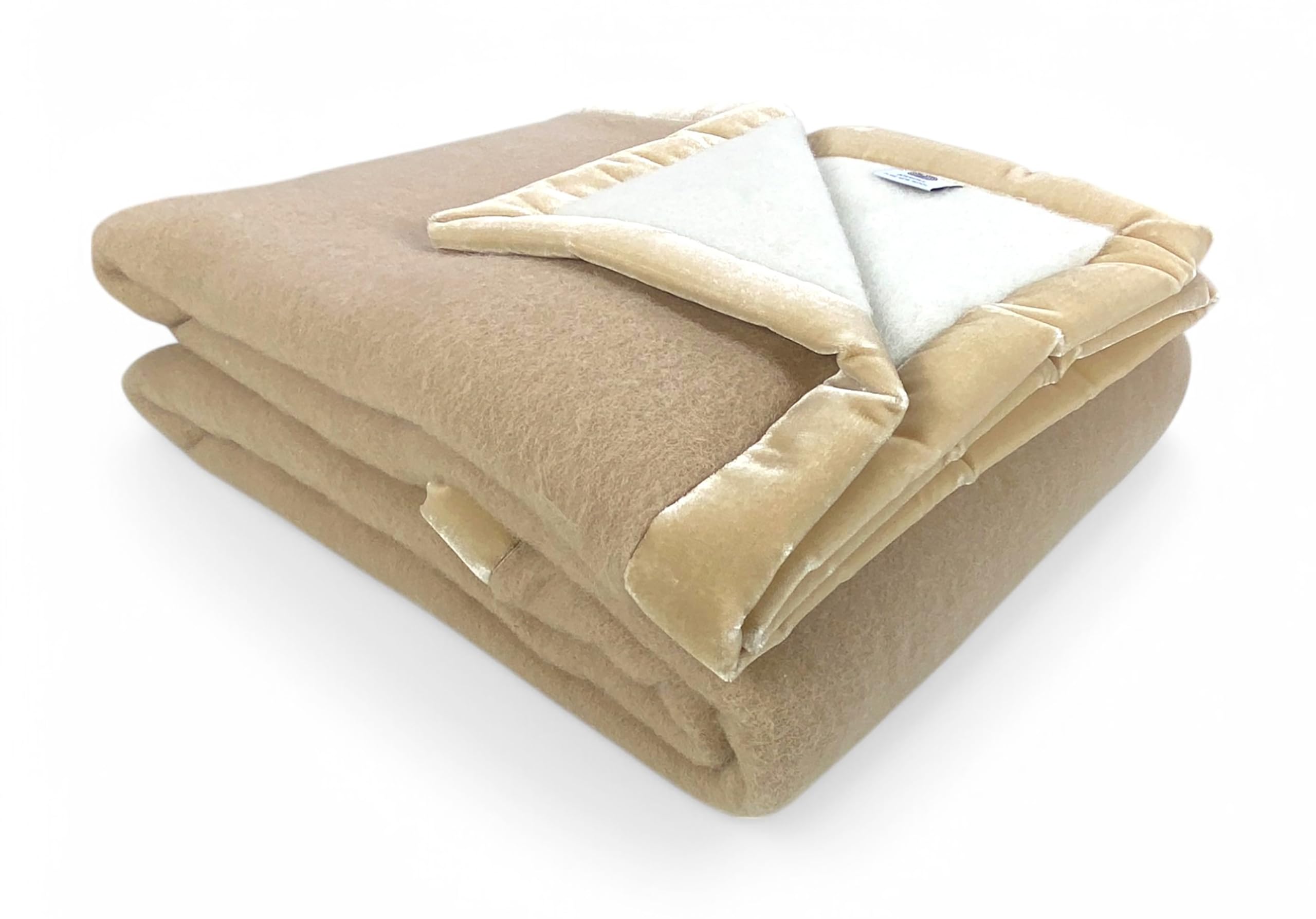 Tex family Manta de lana bicolor – Suave y cálida – Suave y cálida – Beige claro/oscuro – Cama individual 1 plaza – 150 x 210 cm