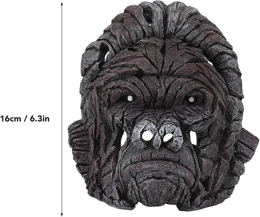 Gorilla Statue, 6.3in Edge Sculpture Gorilla Head Burkina Faso