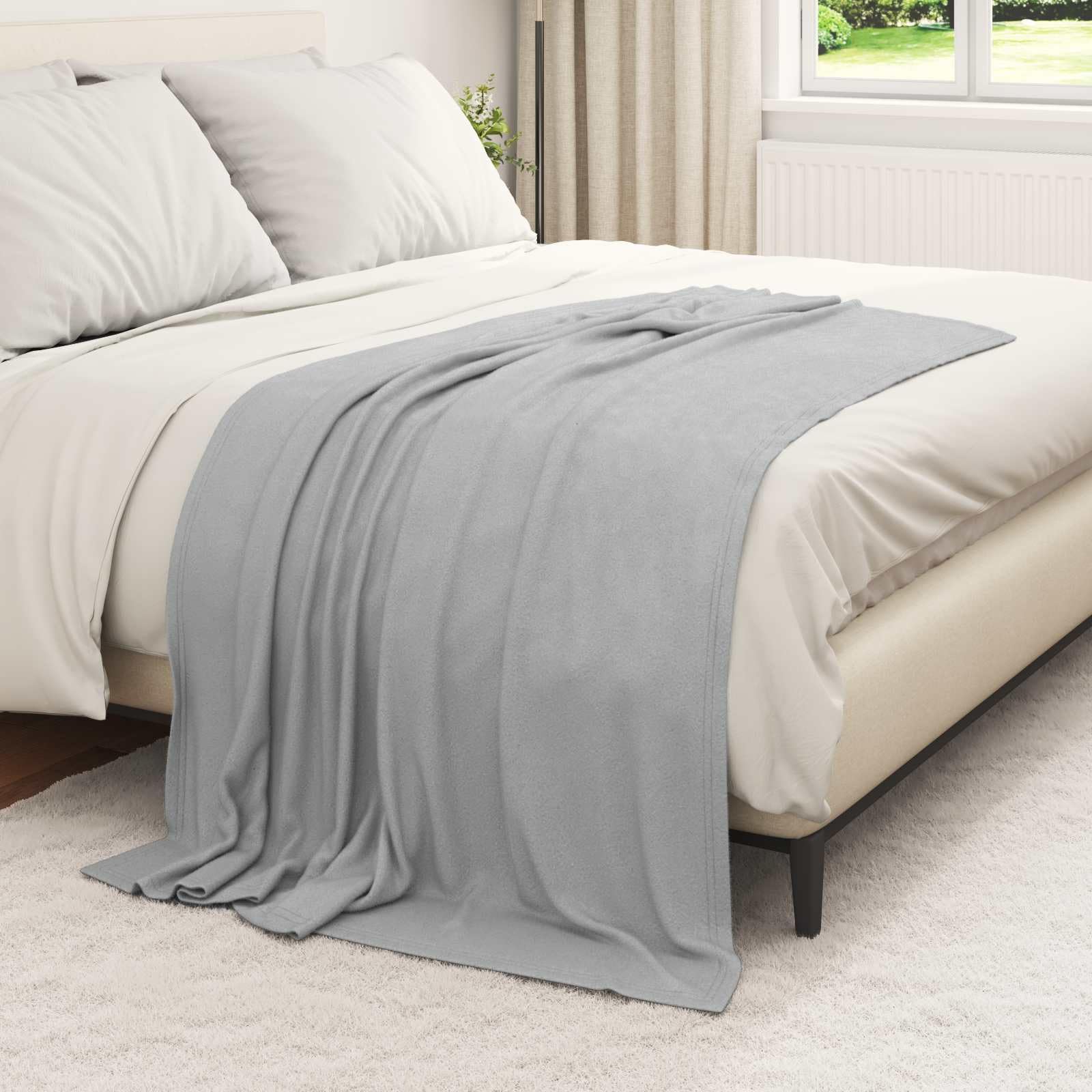 Wohndecken 24 Stück Grau Fleece 170 x 130 cm Kuscheldecke Tagesdecke Überwurf Sofa Couch Schlafzimmer Wohnzimmer atmungsaktiv weich warm flauschig