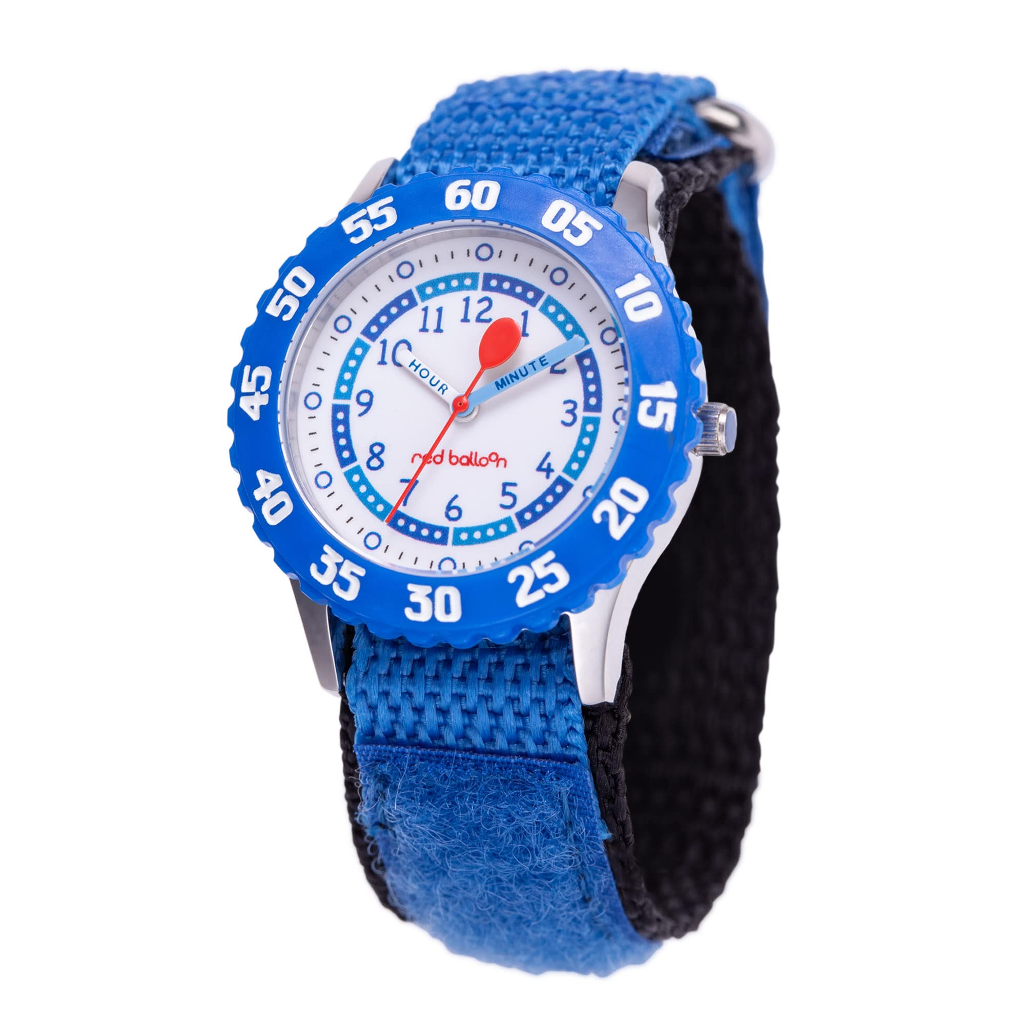 EwatchFactoryRed Balloon Kids' Bezel Stainless Steel Time Teacher Analog Nylon Strap Watch