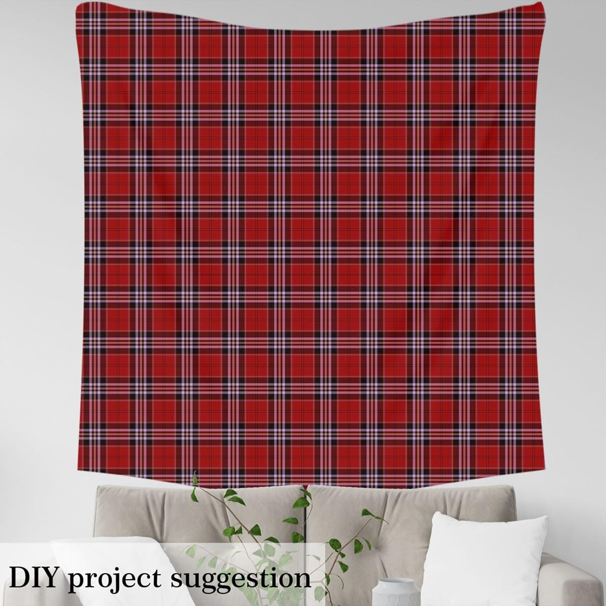 Plaid Outdoor Tissus au Metre, Exotique Géométrique écossais Plaid Style Tissu 460x150cm Chaise avec motif Vintage Tissu de couture Home DIY Project