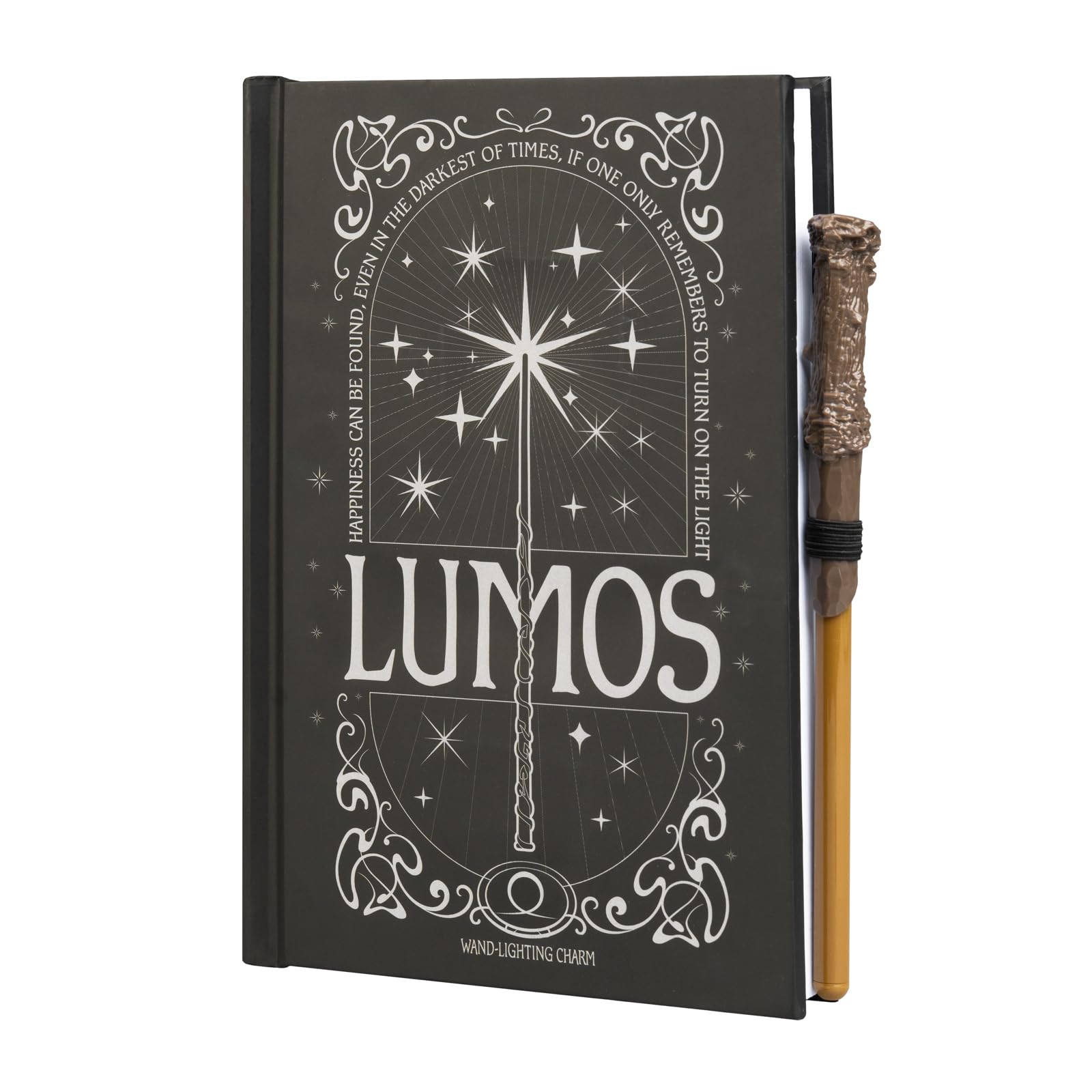 Grupo Erik Journal A5 Notizbuch Harry Potter Lumos mit Licht und Zauberstab Stift Hardcover Notizbuch Notizblock A5 Tagebuch - Offizieller Harry Potter Merch